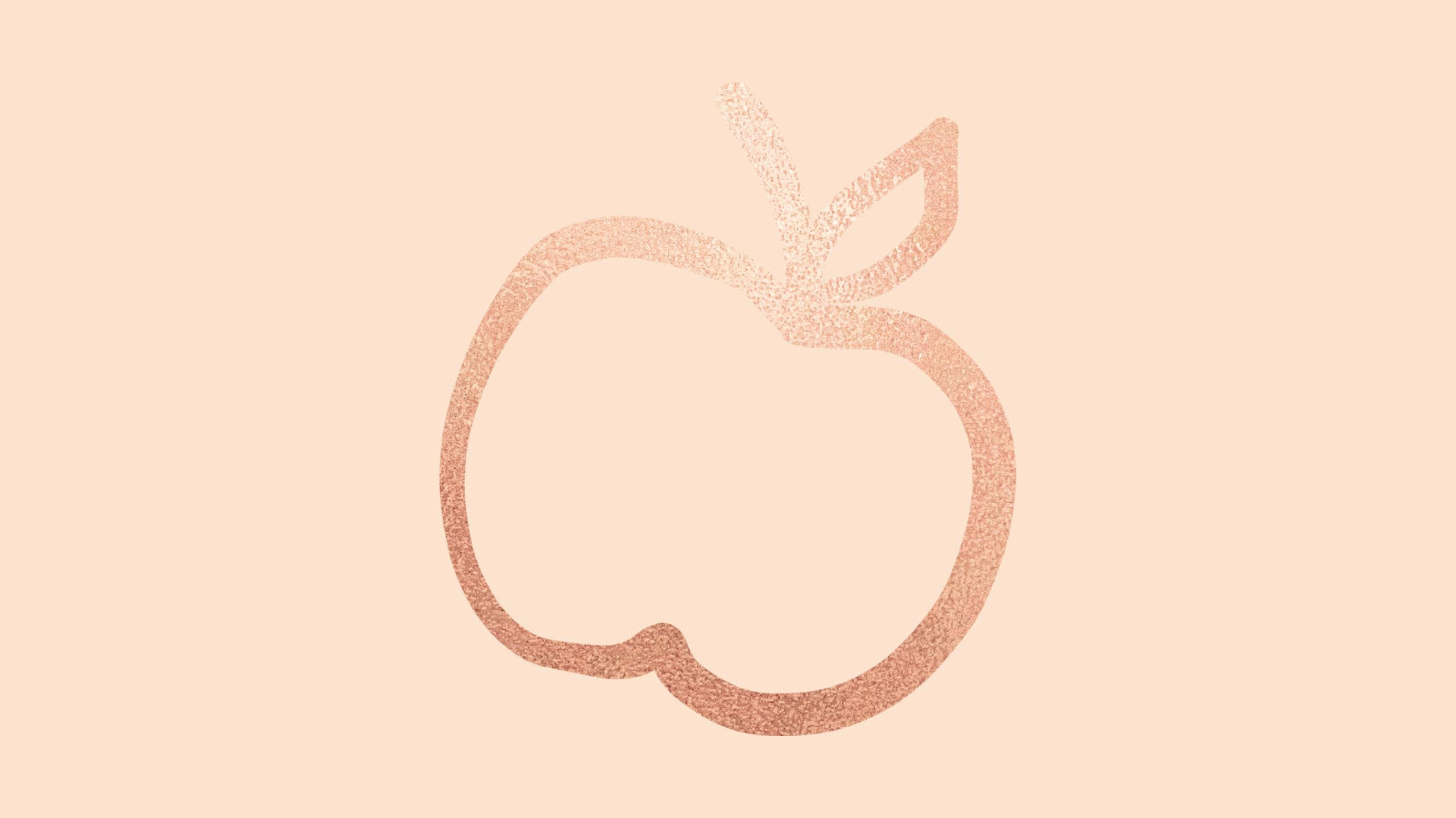 rose gold, apple, peach background, 2K Desktop Wallpaper