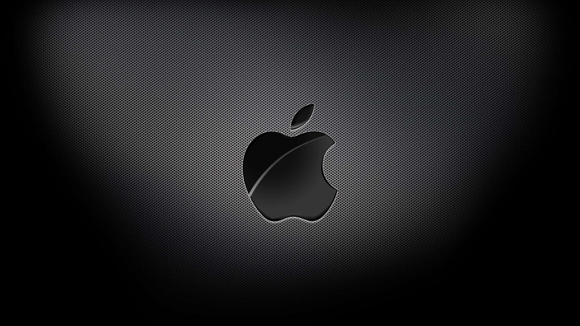 Apple logo, black, dark perforated metal background, Full HD Desktop Wallpaper