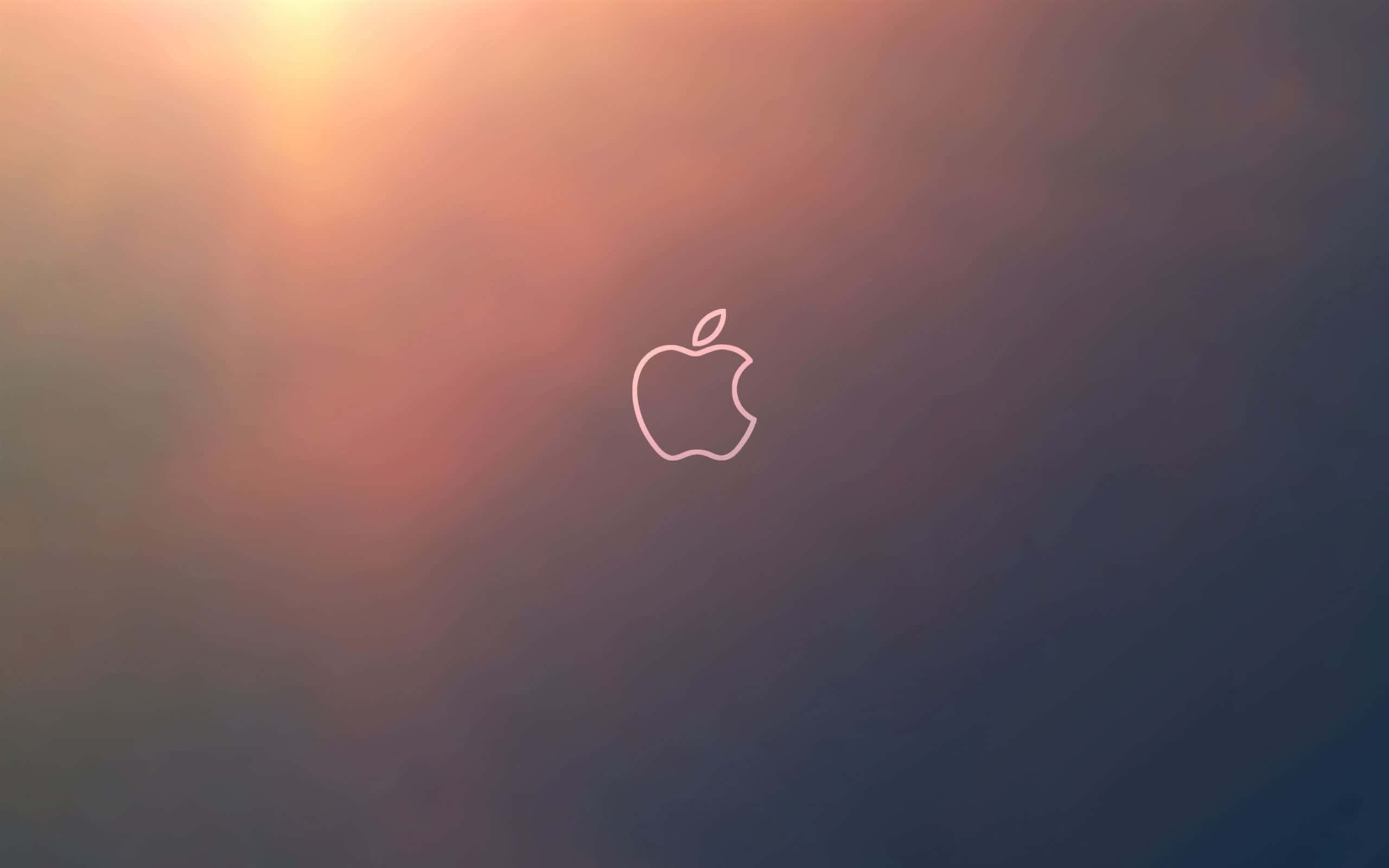 Apple desktop, Apple logo, gradient sunset sky, 2K Desktop Wallpaper