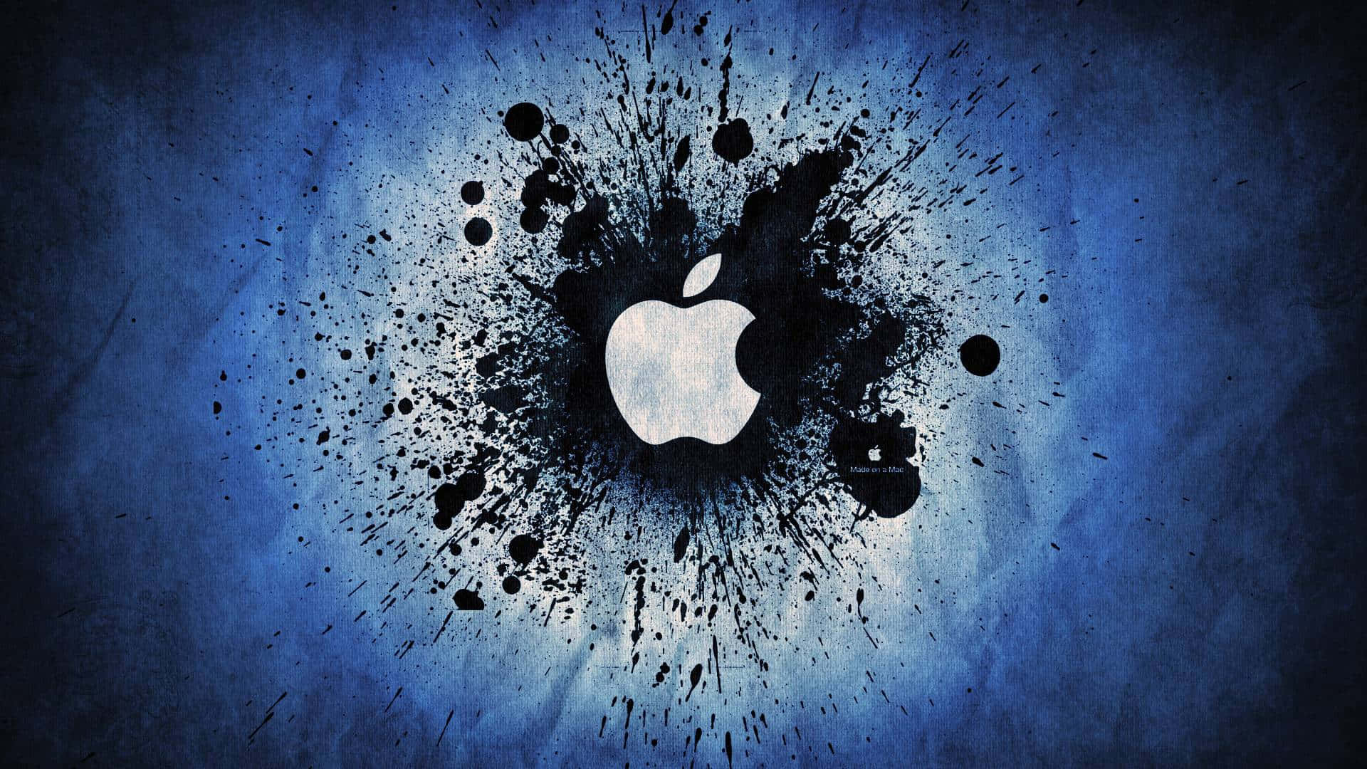 Apple Desktop, white Apple logo, black ink splatter, Full HD Desktop Wallpaper