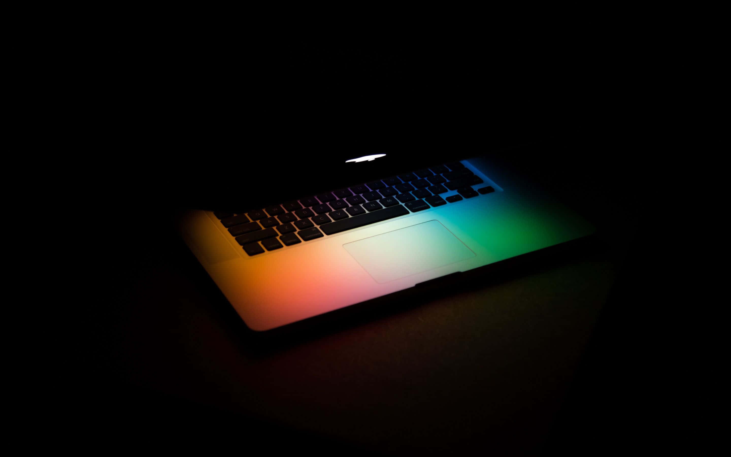laptop, Apple, multicolored keyboard, 2K Desktop Wallpaper