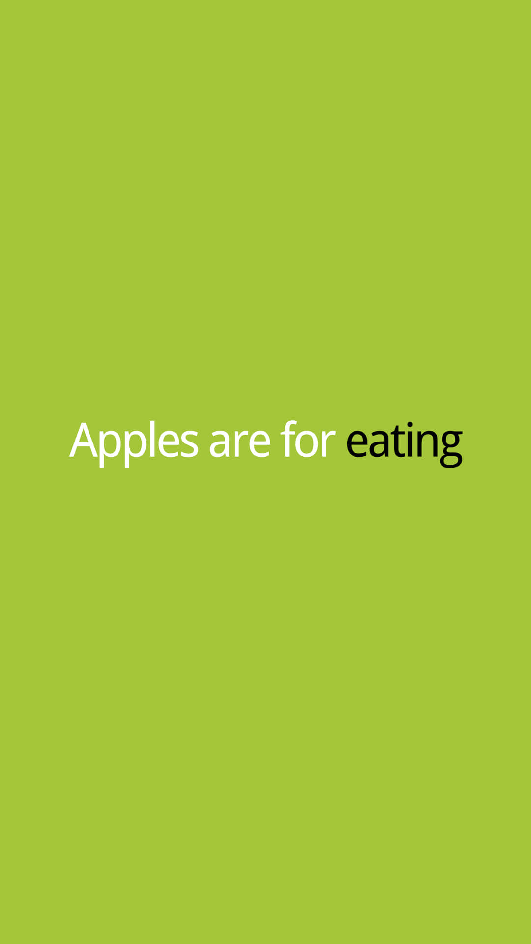 Apple Eating Android, minimalist green background, white font, Full HD Phone Wallpaper