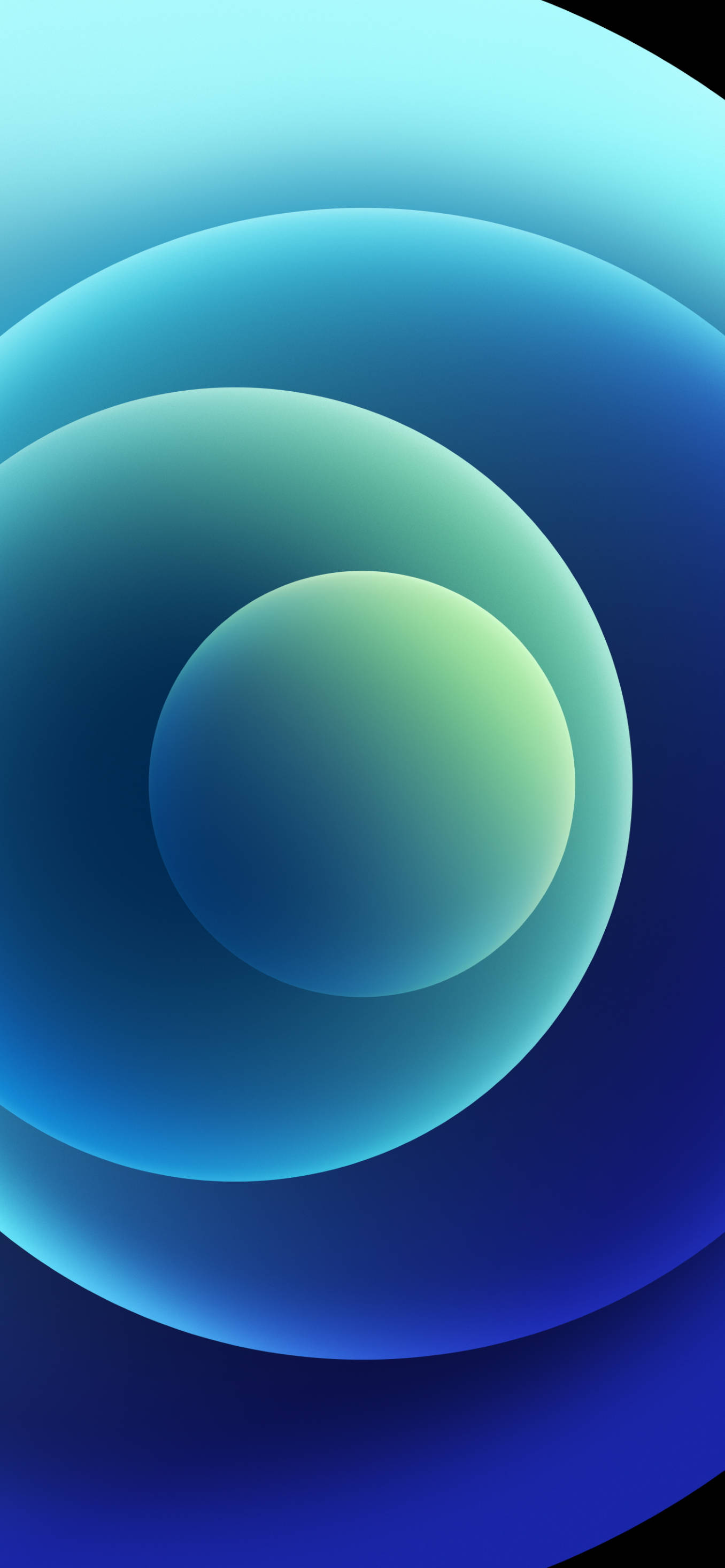 Apple iPhone Default, blue spheres, glowing translucent spheres, 2K Phone Wallpaper