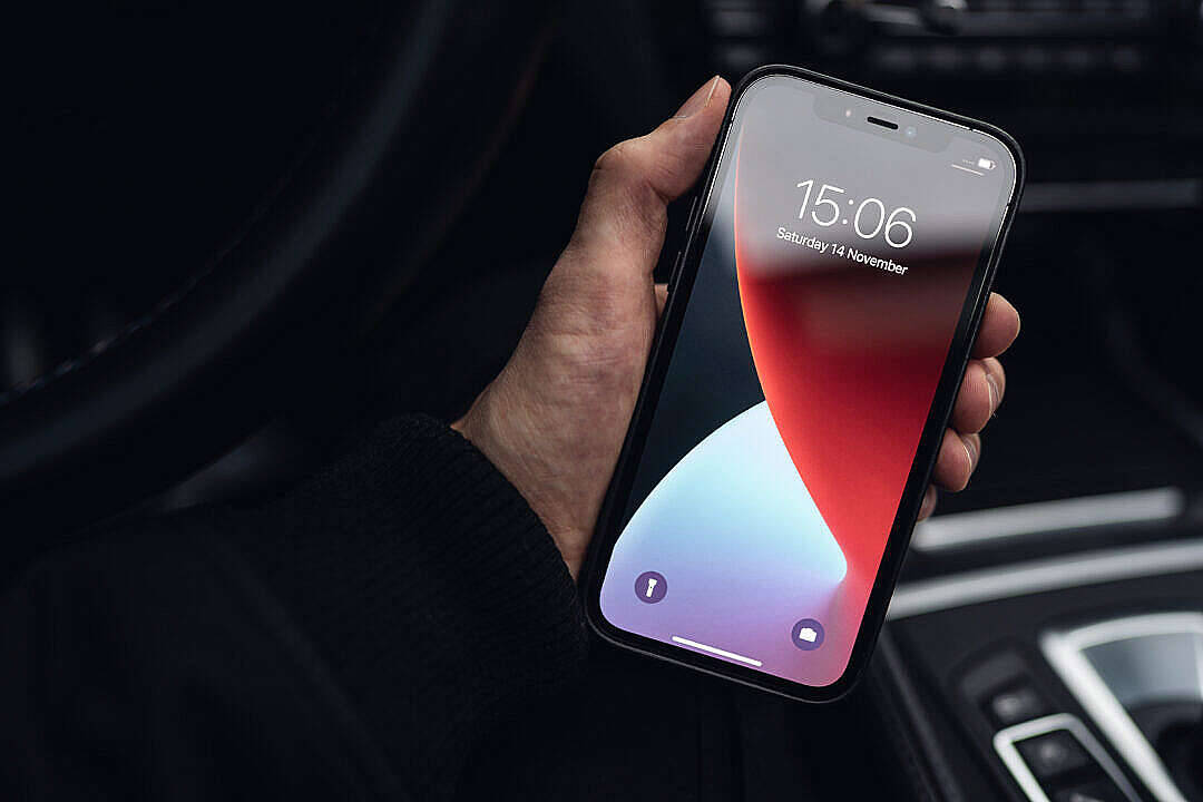 iOS 12 Pro, Apple iPhone, red and blue gradient, SD Desktop Wallpaper