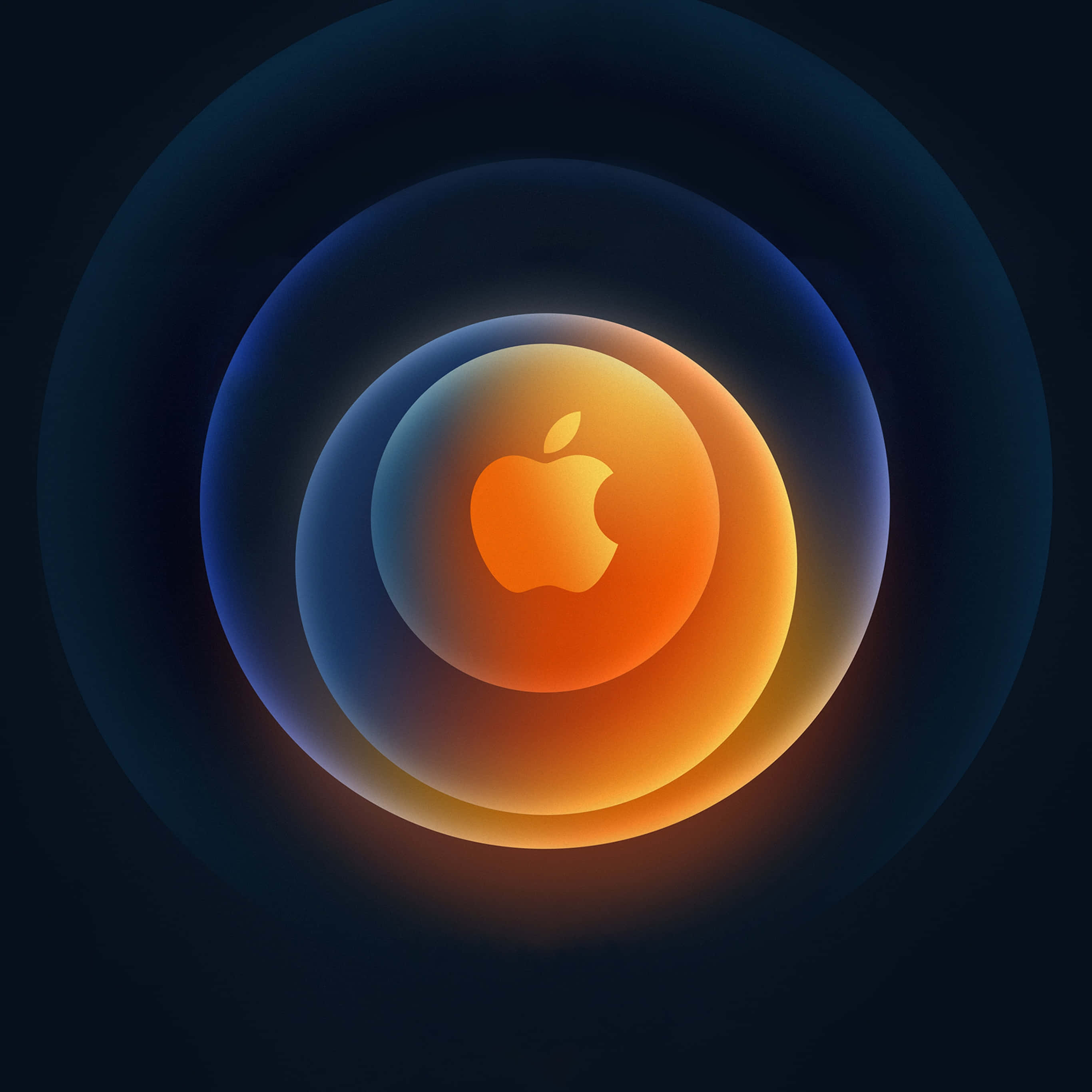 Apple iOS 11, Apple logo, glowing orange, 2K Desktop Wallpaper