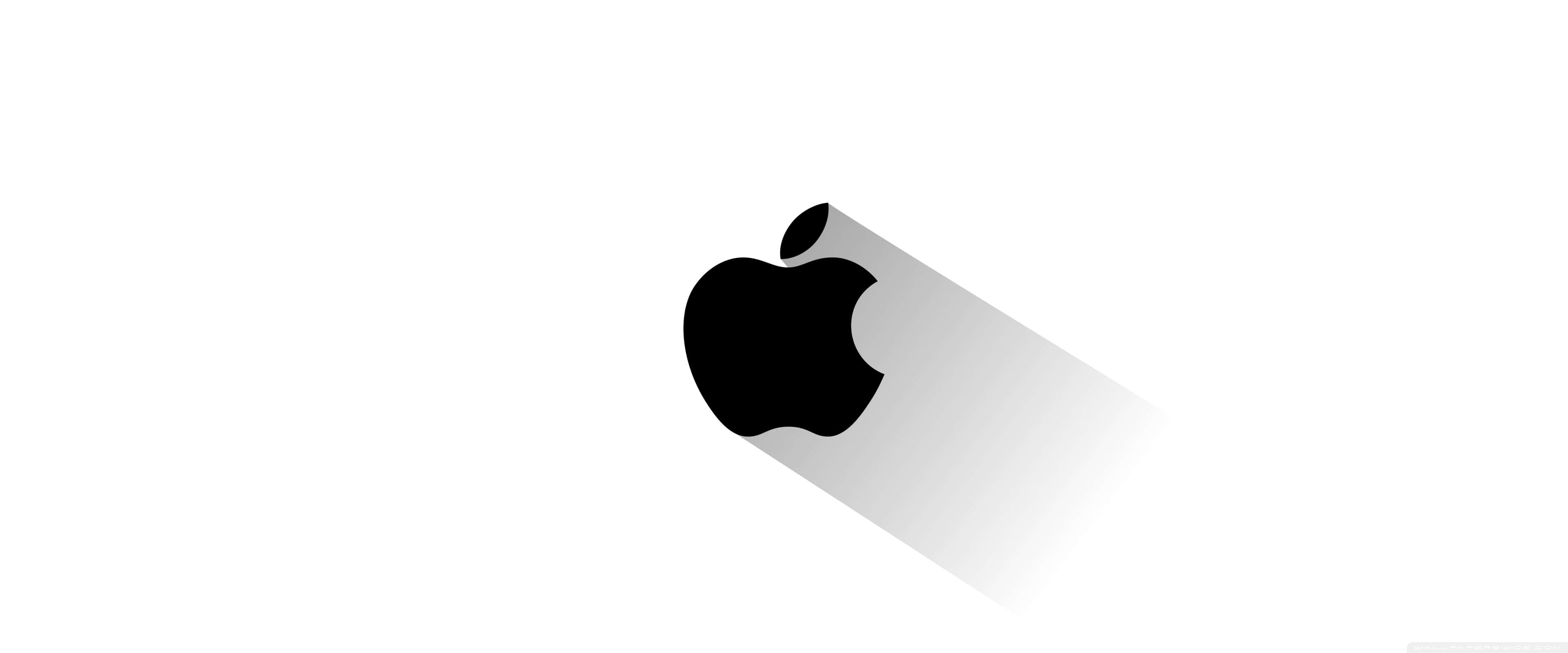 Apple logo, black, soft gray shadow, 4K Desktop Wallpaper