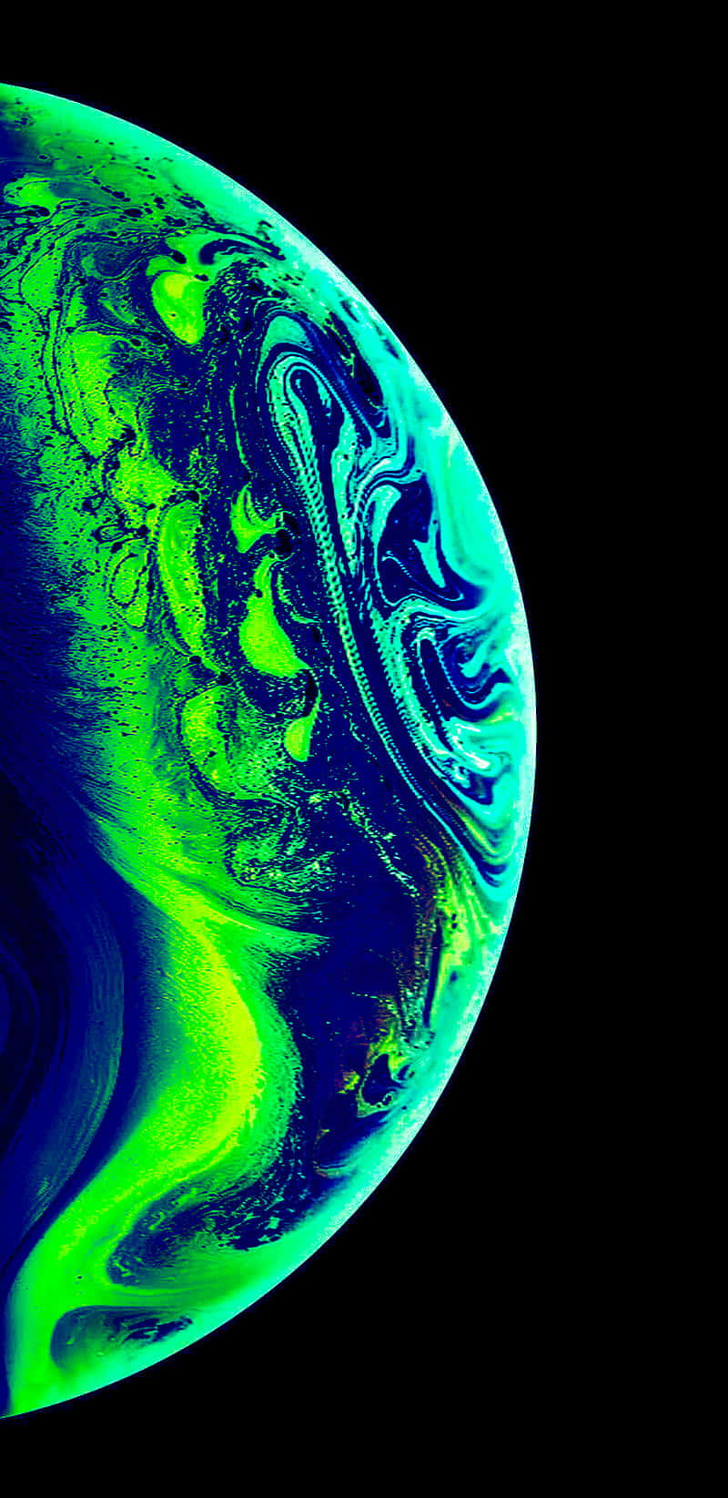 Apple iPhone X, blue-green planet, neon green, HD Phone Wallpaper