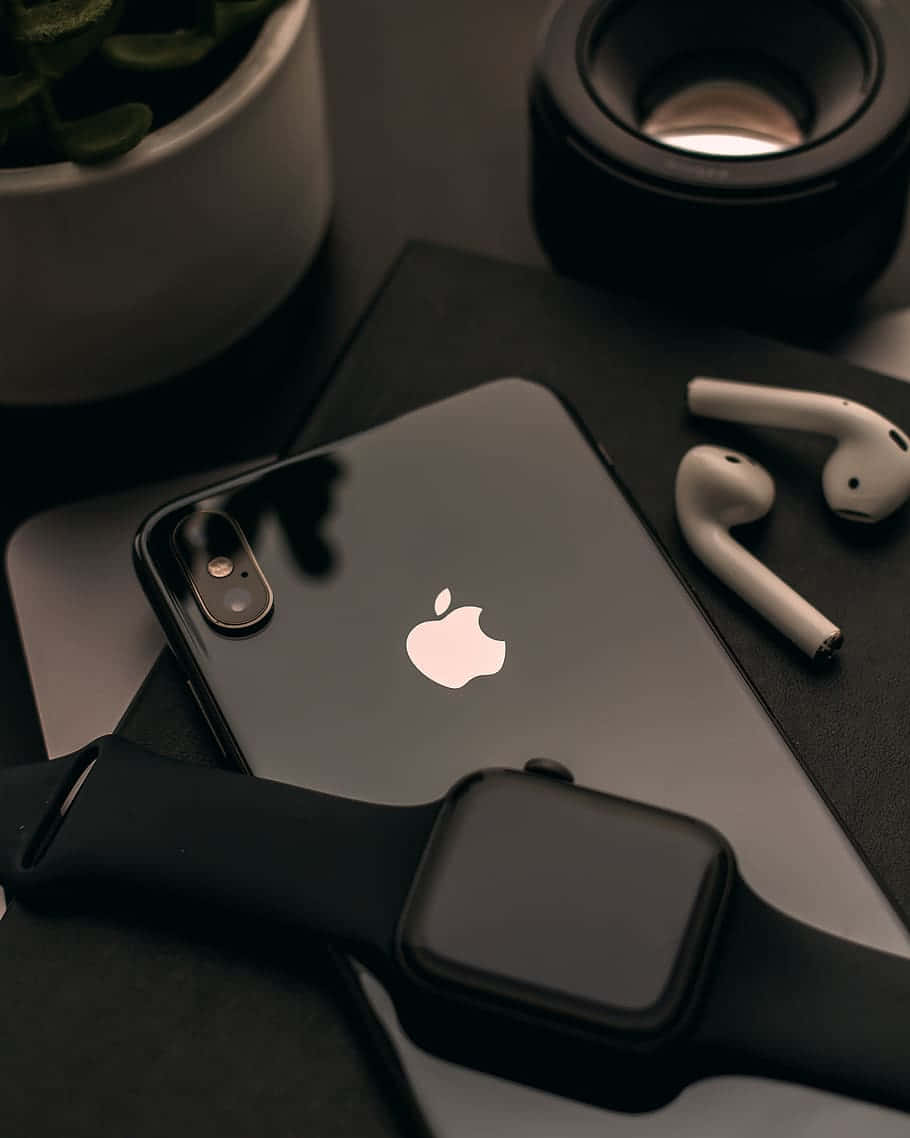 Apple Watch, iPhone X, black, SD Phone Wallpaper