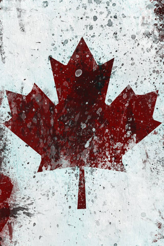 iPhone X, red maple leaf, paint, SD Phone Wallpaper