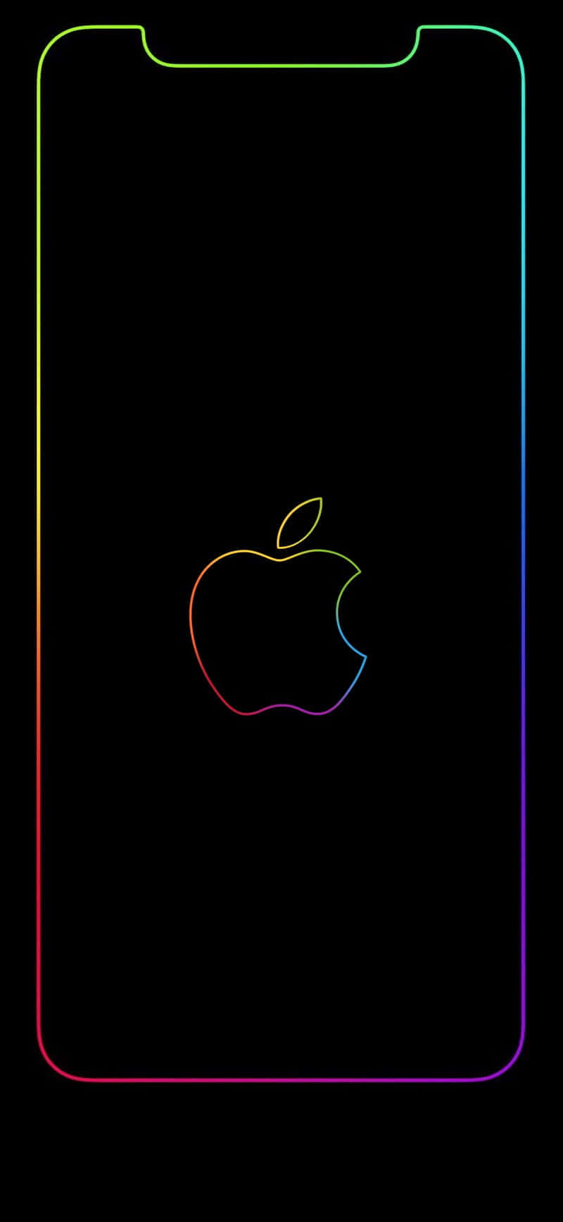Apple iPhone X, neon logo, rainbow neon outline, HD Phone Wallpaper