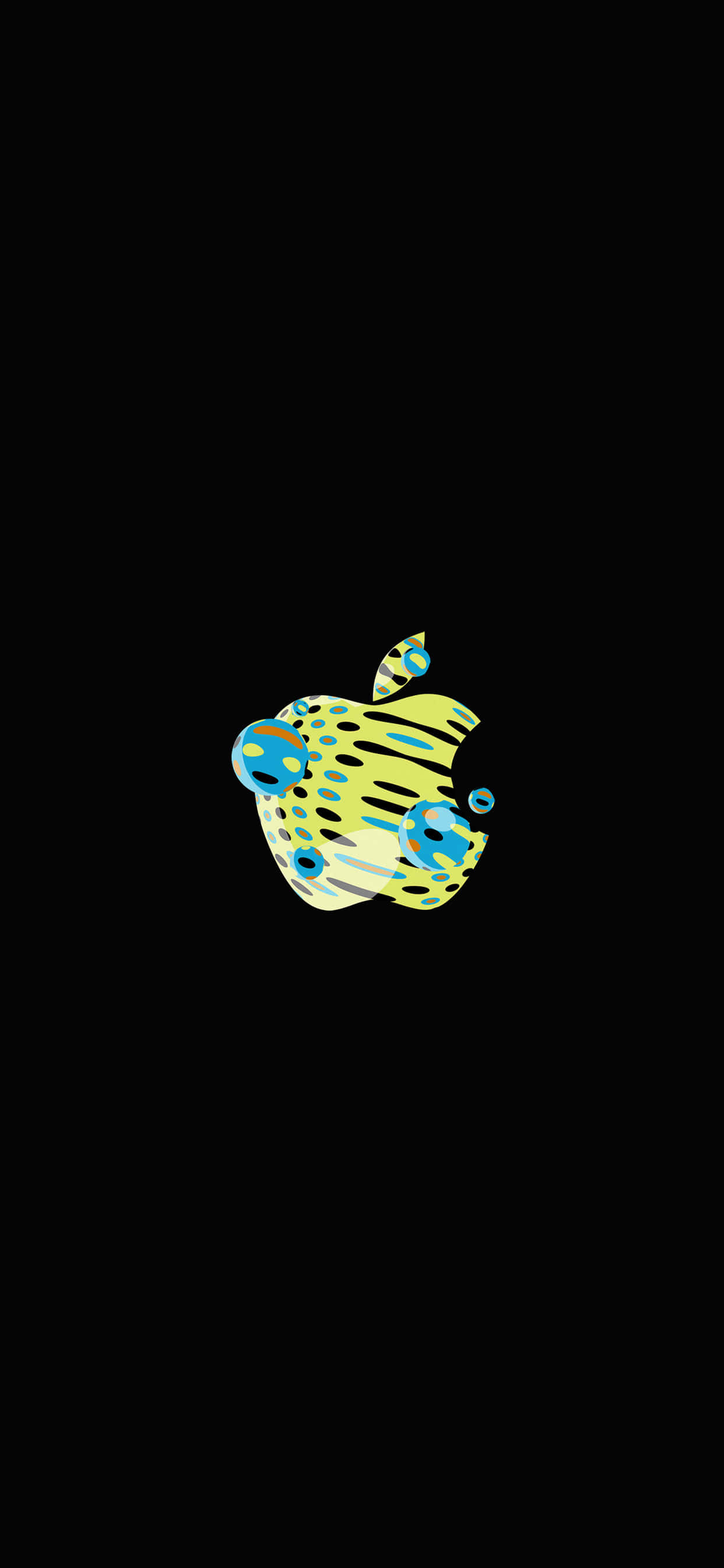 Apple iPhone X, black background, yellow apple logo, 2K Phone Wallpaper