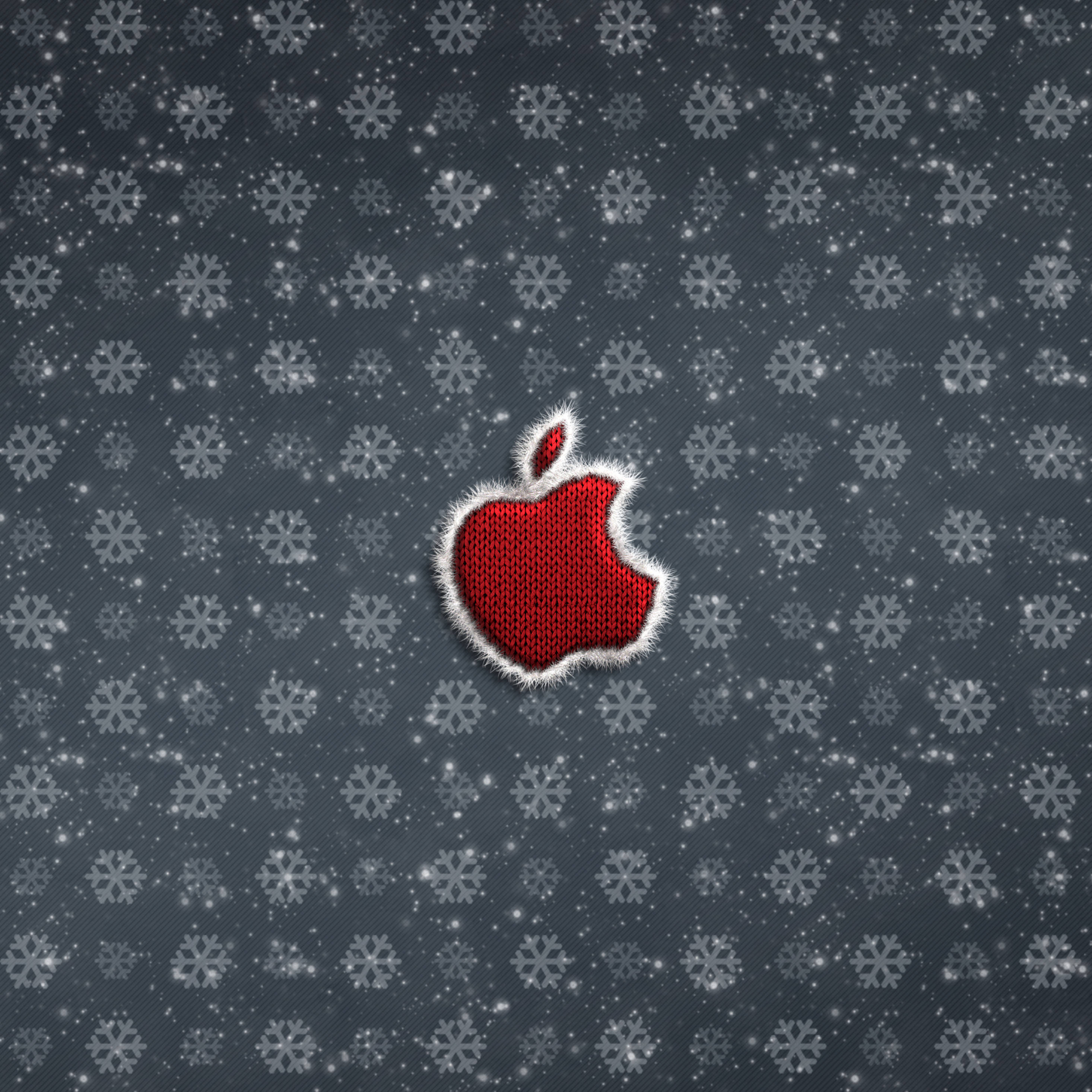 Apple Logo, red, white fringe, 2K Desktop Wallpaper