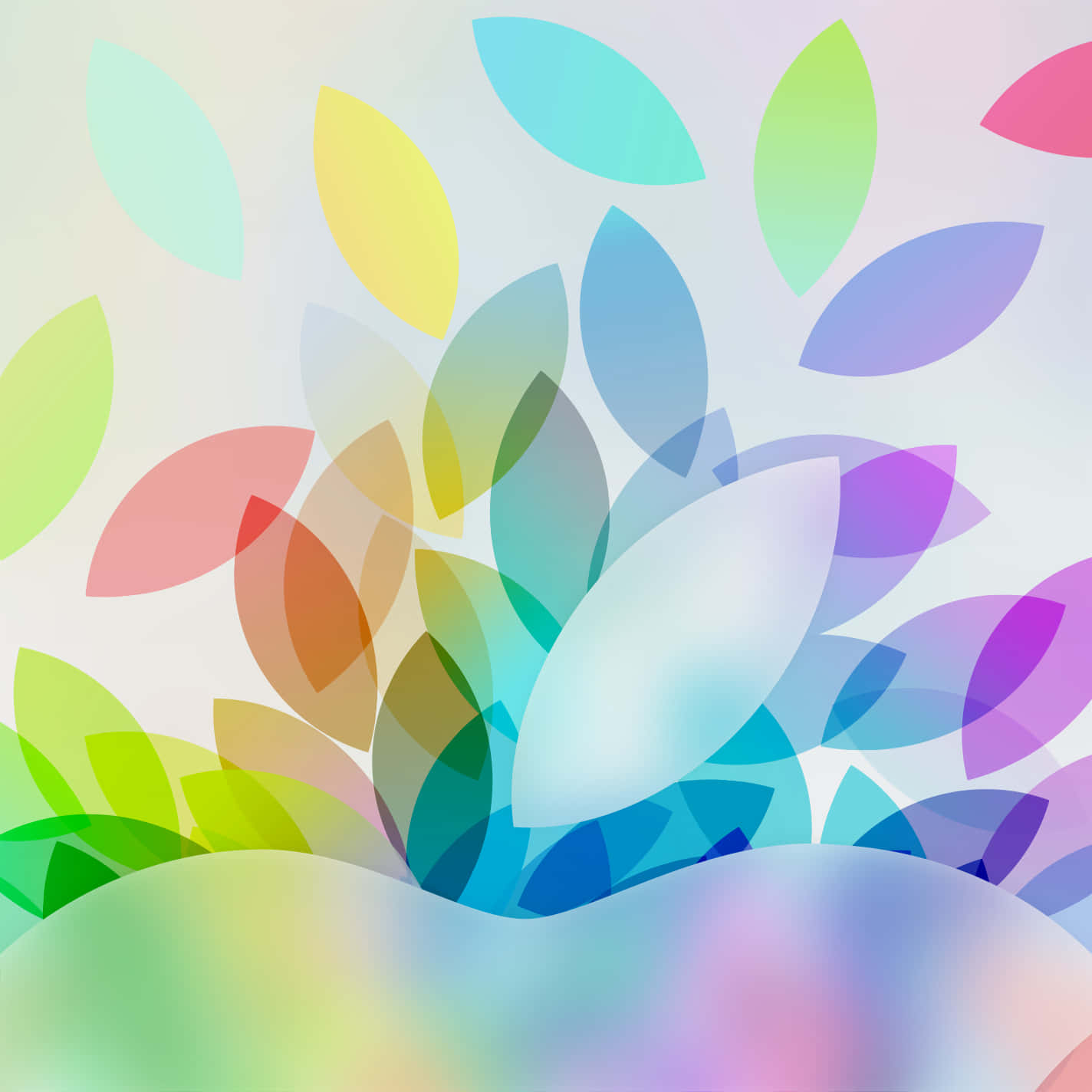 Apple Logo, rainbow hues, translucent leaf shapes, HD Desktop Wallpaper