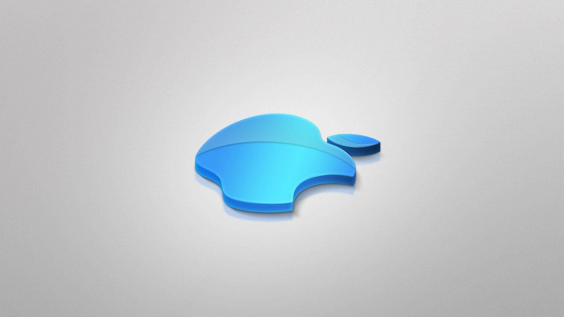 blue apple logo, 3d shape, gradient shading, Full HD Desktop Wallpaper