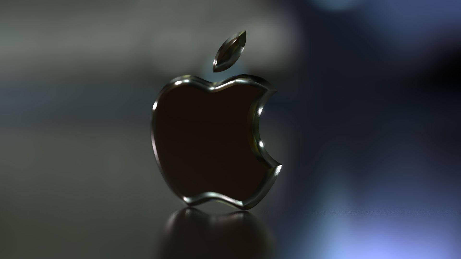 Apple Logo, metallic finish, bite mark, Full HD Desktop Wallpaper