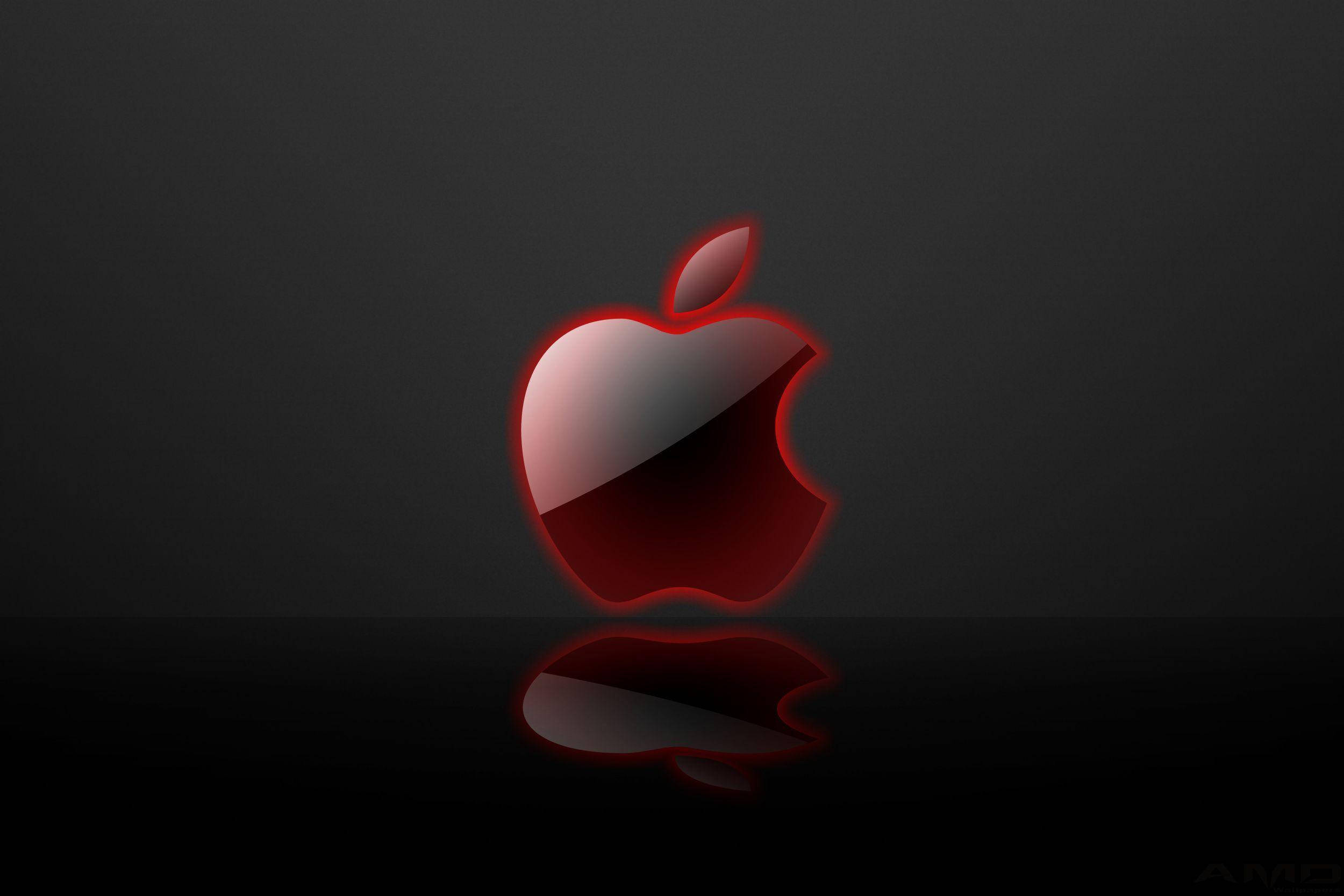 Apple Logo, glossy red, bite mark, Full HD Desktop Wallpaper