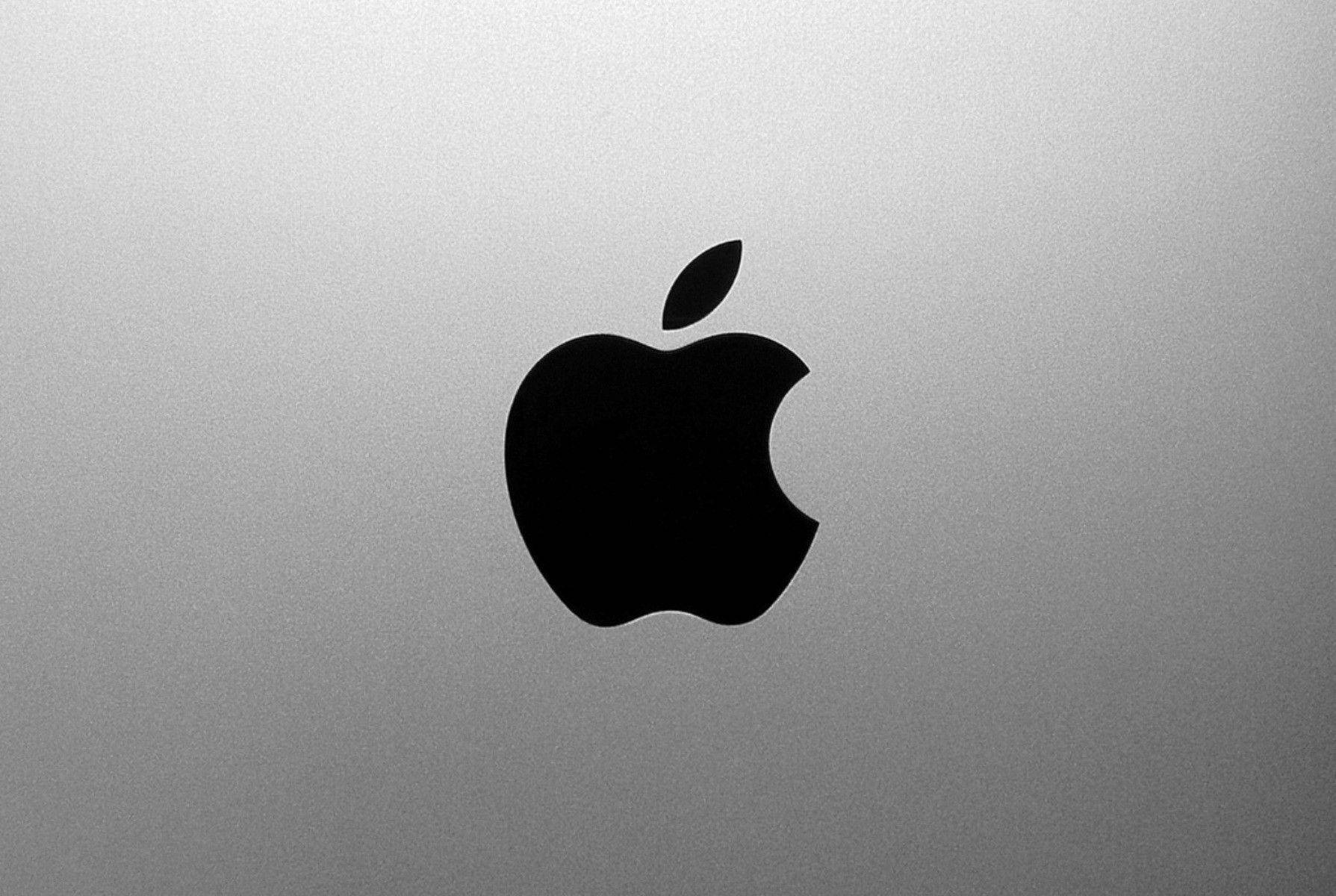 Apple Logo, black, brushed silver, HD Desktop Wallpaper