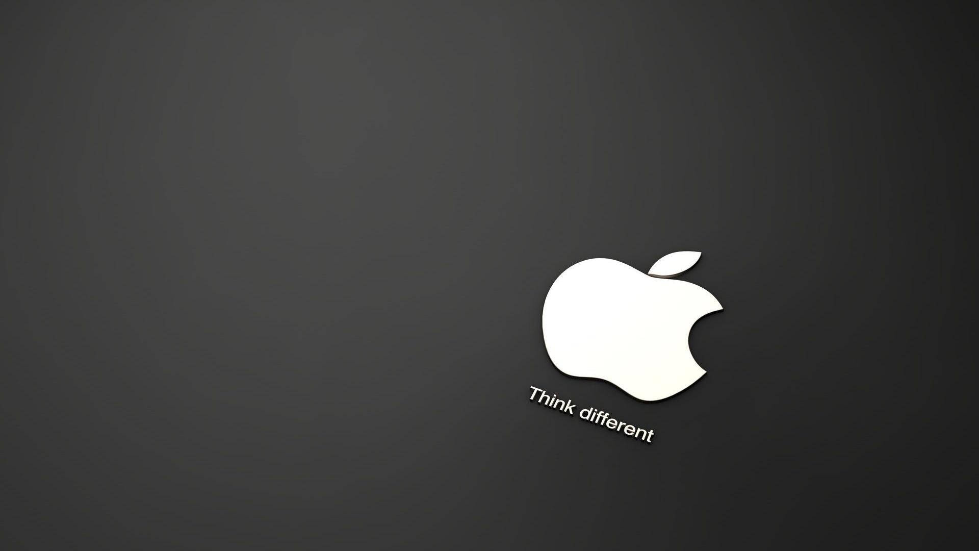 White Apple Logo, 4K, Silver gray background, Full HD Desktop Wallpaper