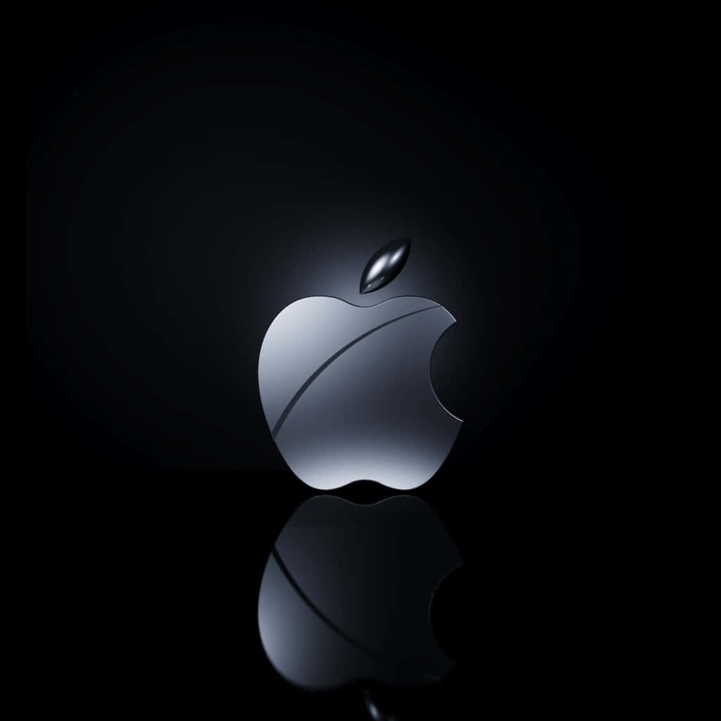Apple Logo, silver, black background, SD Desktop Wallpaper