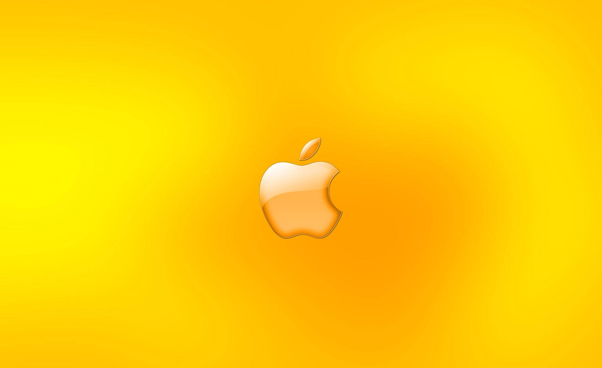 golden apple logo, glossy apple logo, radiant yellow gradient background, Full HD Desktop Wallpaper