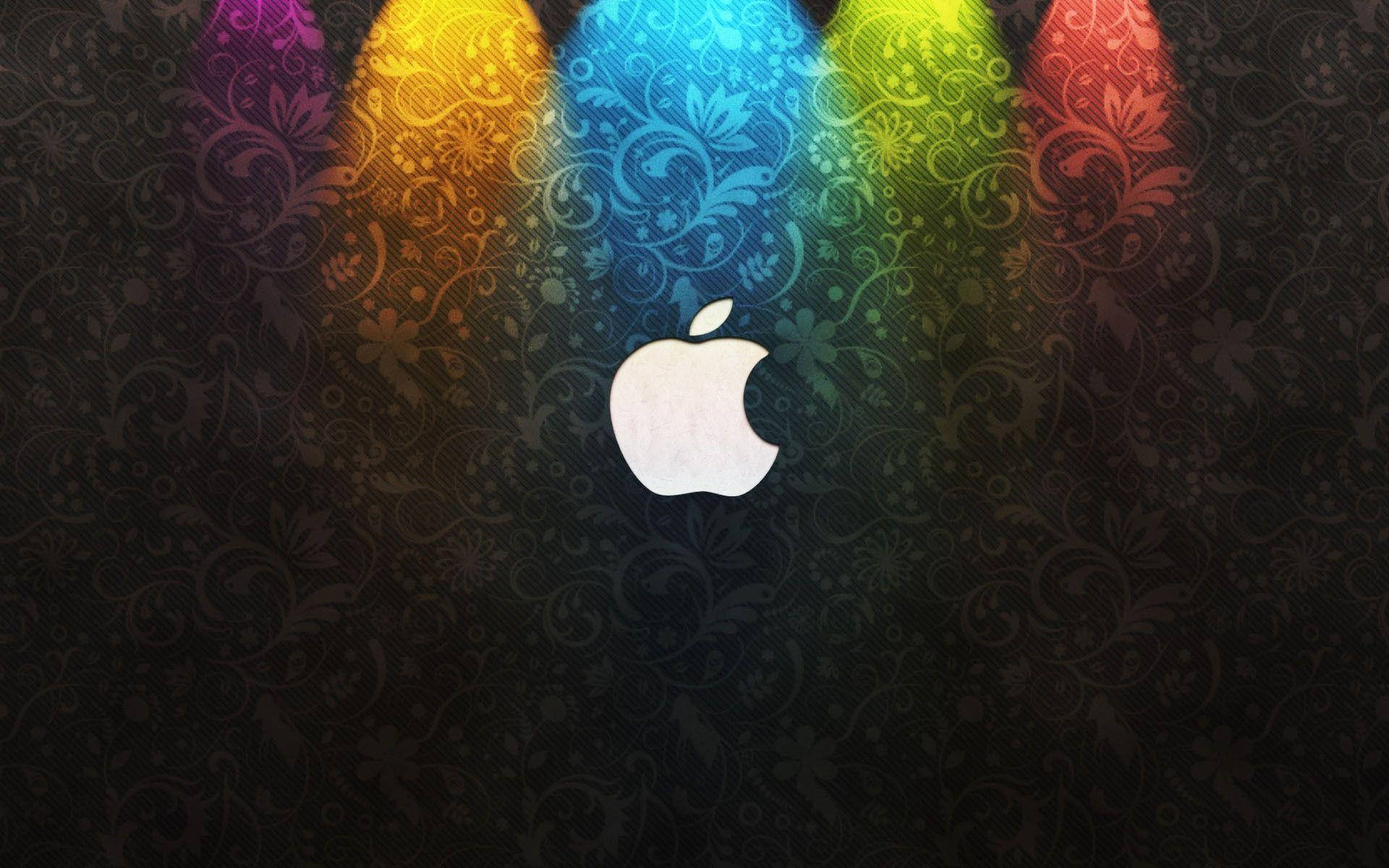 Apple Logo, 4K, damask wall, Full HD Desktop Wallpaper