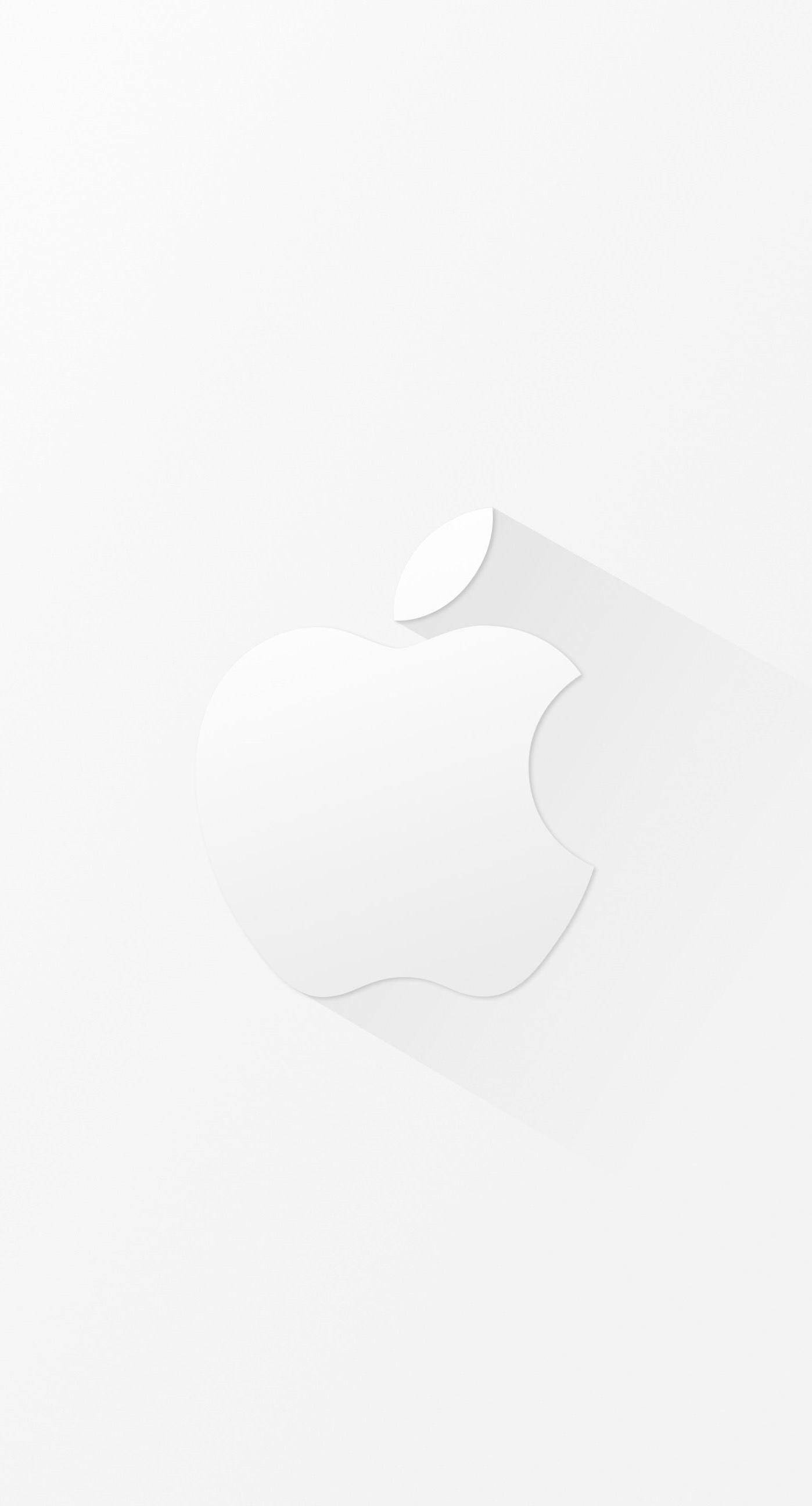 Apple logo, white, minimalist, 2K Phone Wallpaper