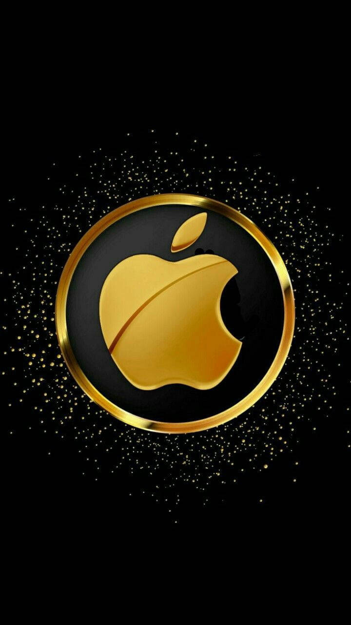 golden circle, Apple logo, black circle, HD Phone Wallpaper