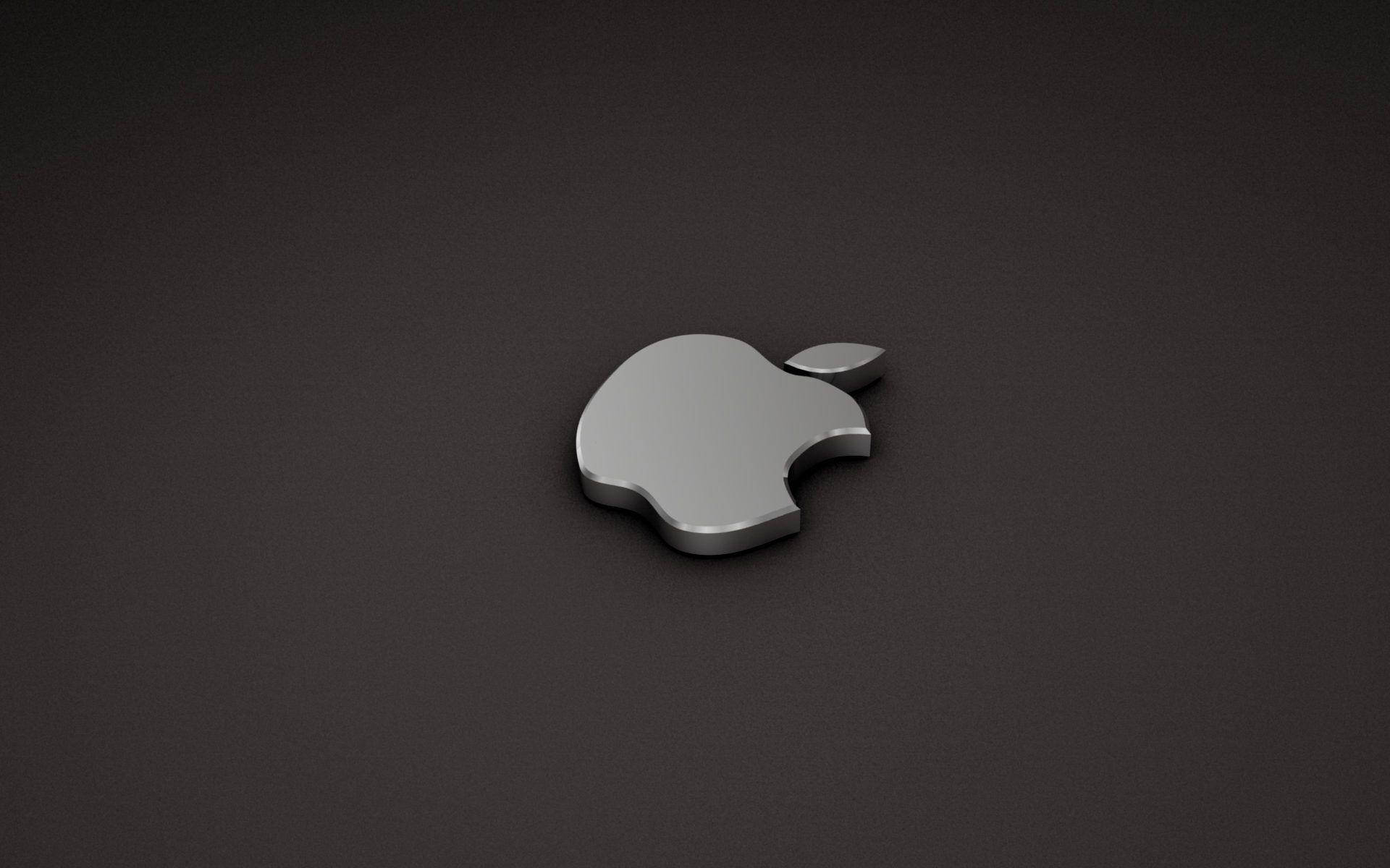 silver Apple logo, matte dark gray surface, soft lighting, Full HD Desktop Wallpaper