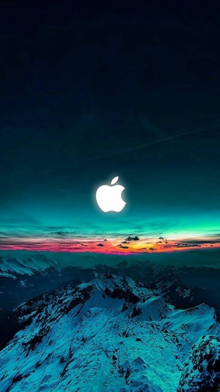 Apple logo, iPhone, snowcapped mountains, HD Phone Wallpaper