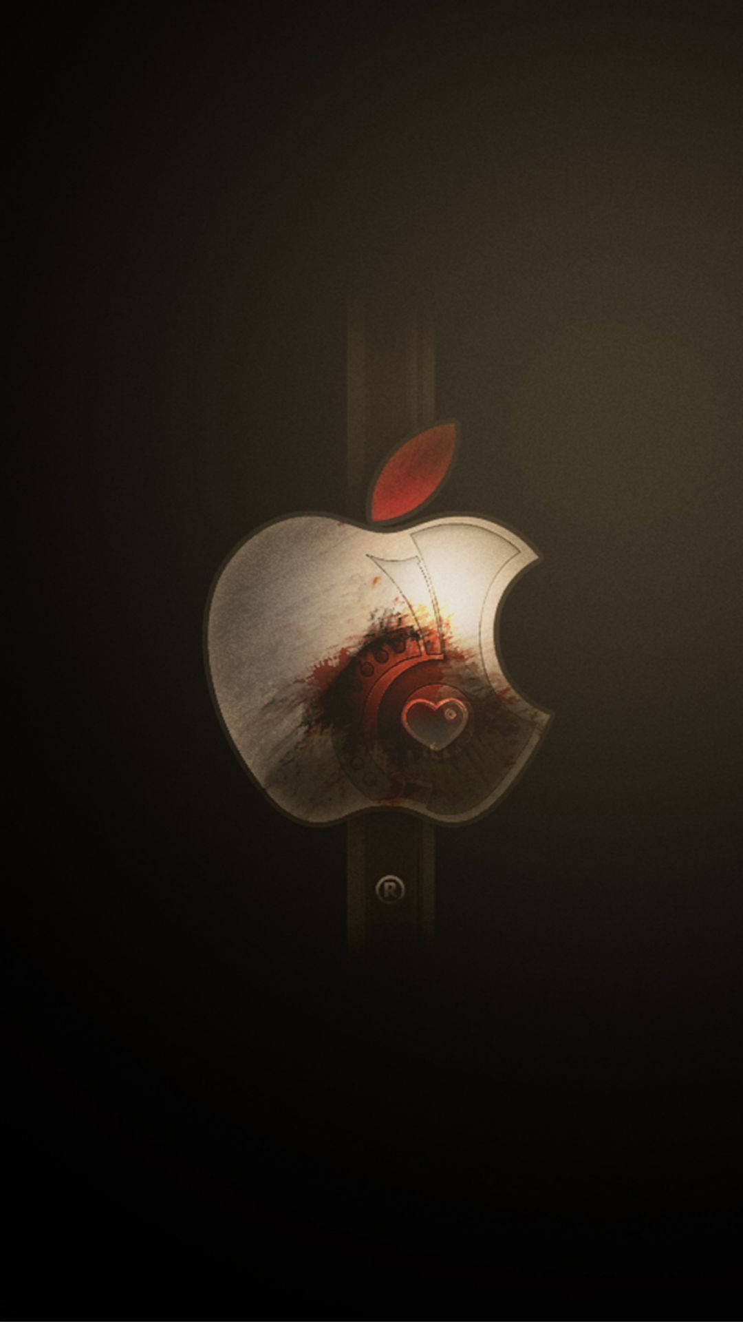 Apple Logo iPhone, metallic, red heart, Full HD Phone Wallpaper