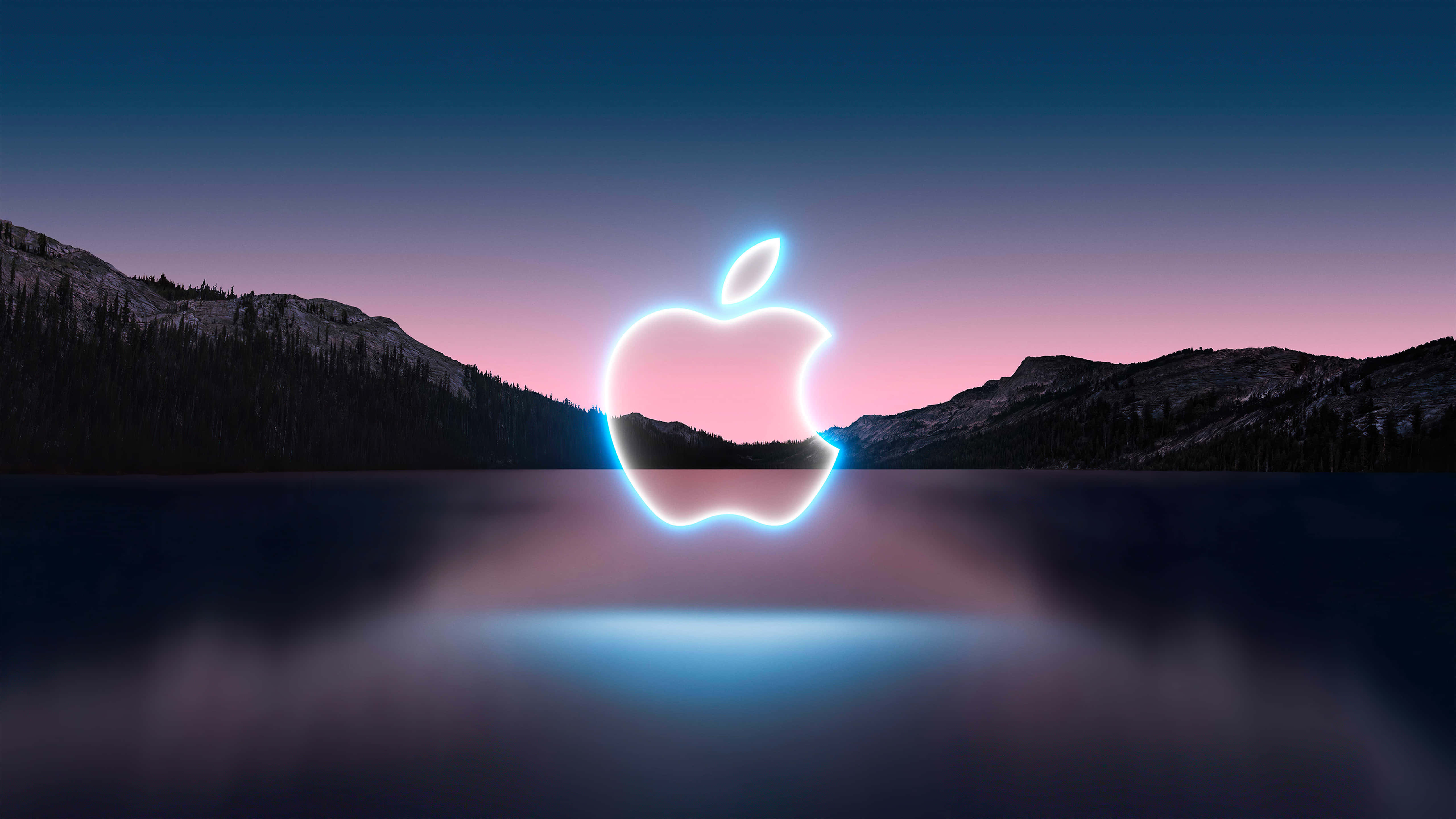 Apple Logo, neon, glowing, 5K Desktop Wallpaper