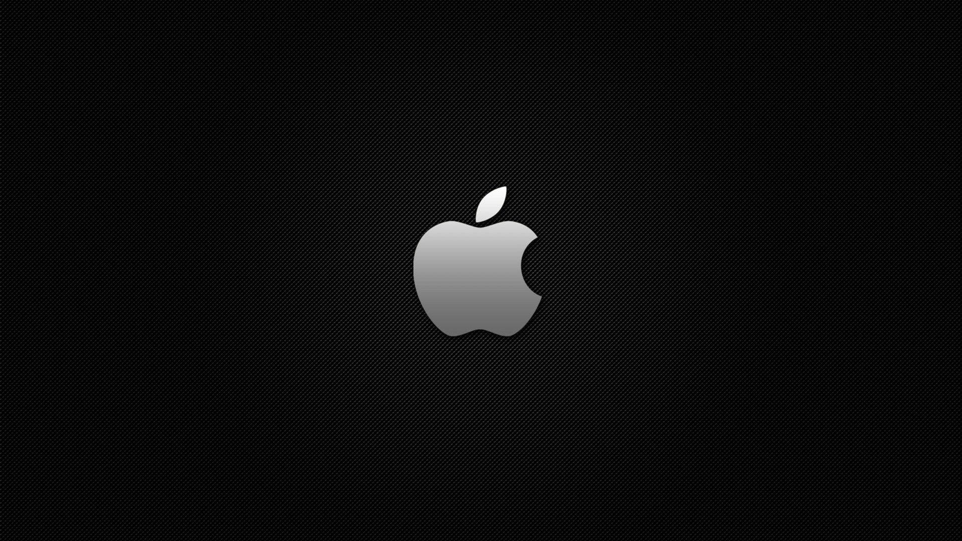Apple Logo, black textured background, subtle gradient lighting, Full HD Desktop Wallpaper
