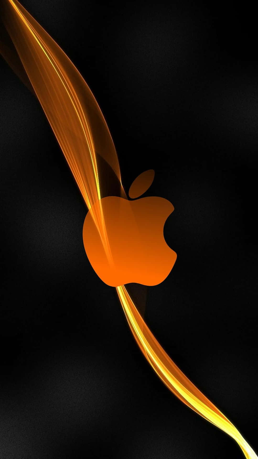 Apple Logo, orange, glowing, Full HD Phone Wallpaper