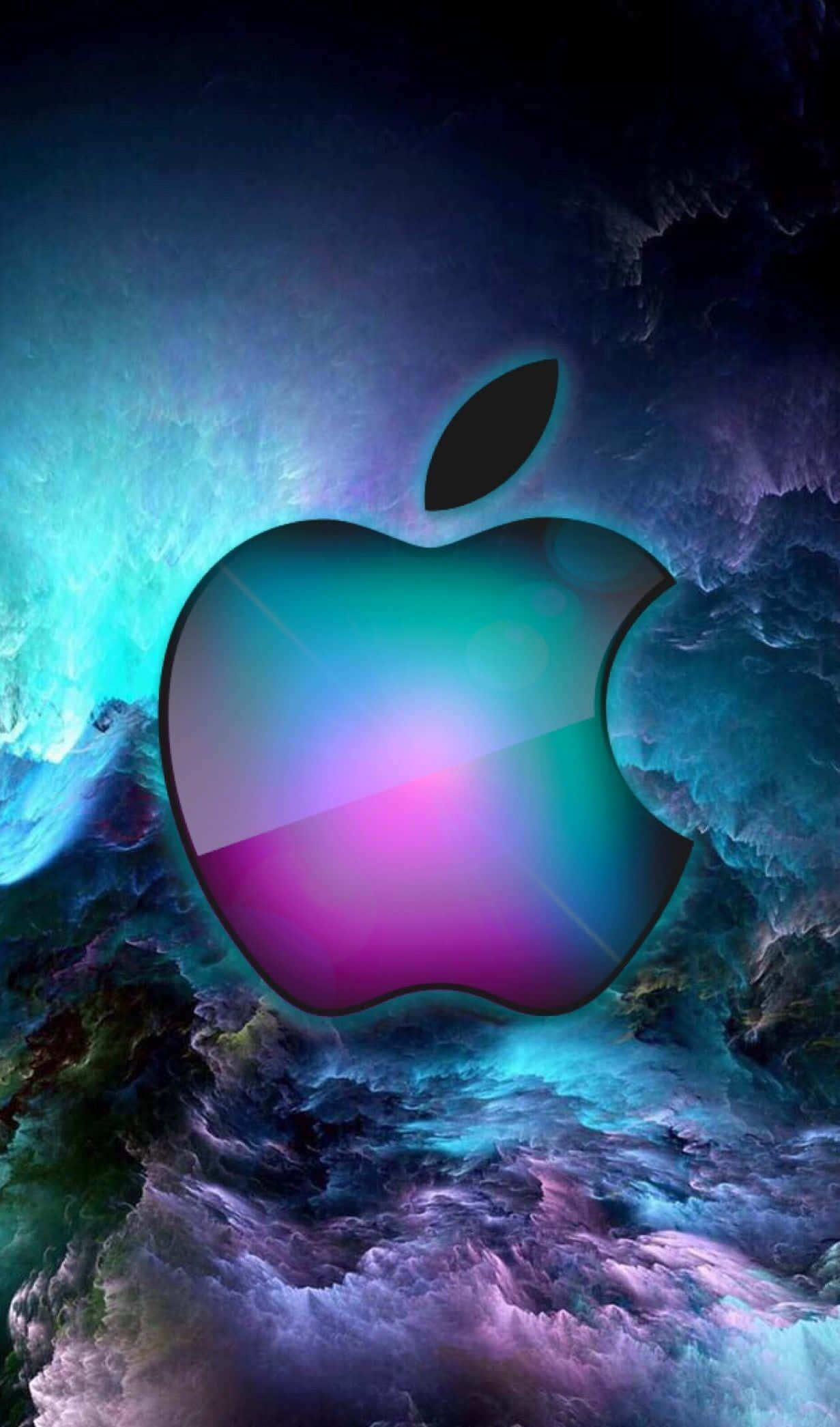 Apple logo, teal purple, magenta, Full HD Phone Wallpaper