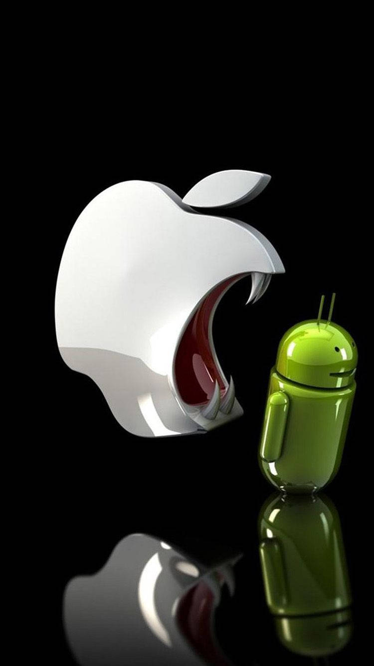 Apple Logo, Android robot, white, HD Phone Wallpaper