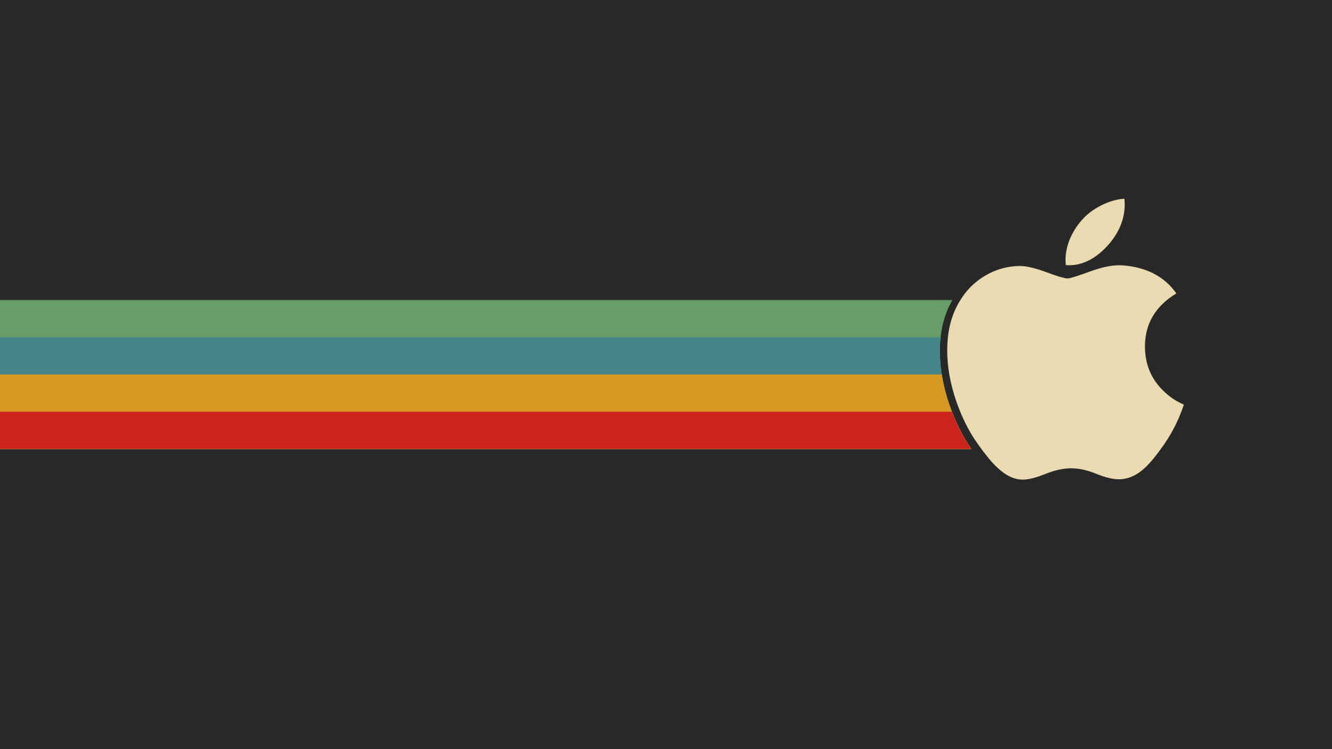 beige Apple logo, vibrant rainbow stripes, dark gray background, Full HD Desktop Wallpaper