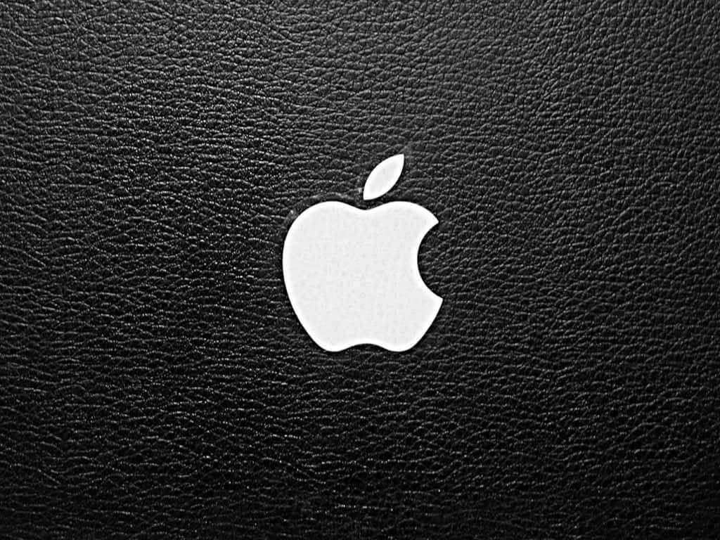 Apple Logo, black leather, textured, SD Desktop Wallpaper