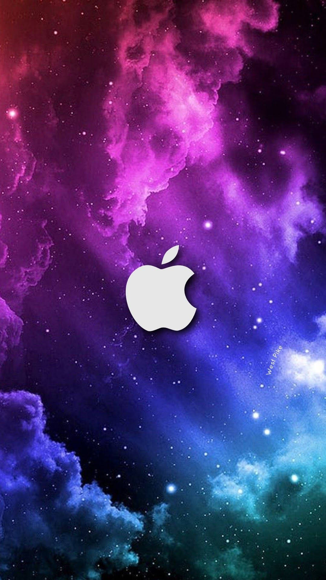 Apple Logo, iPhone, cosmic nebula, Full HD Phone Wallpaper
