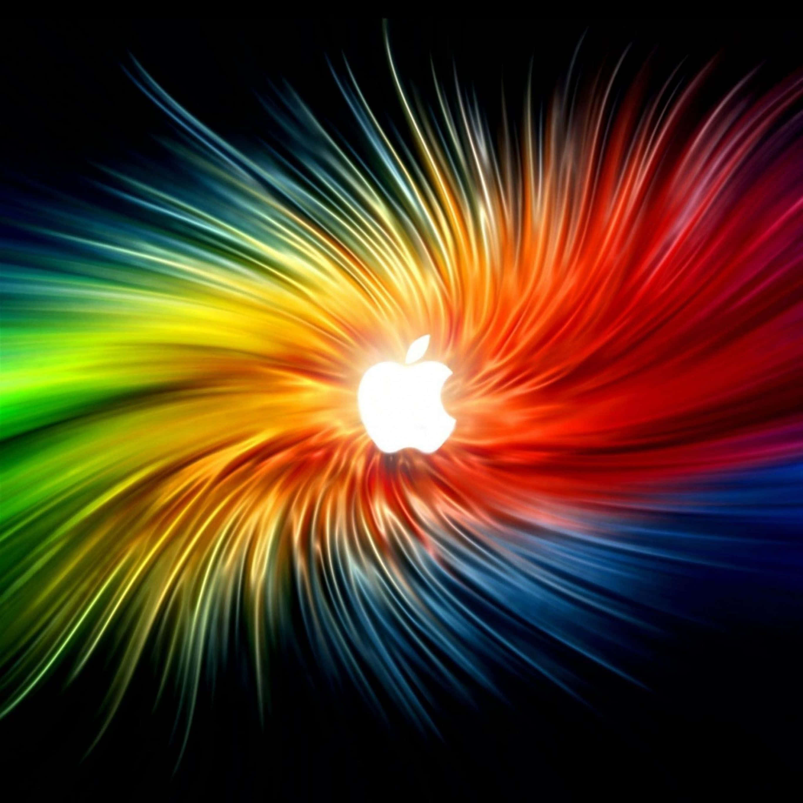 iPad Pro, Apple logo, rainbow light burst, 2K Desktop Wallpaper