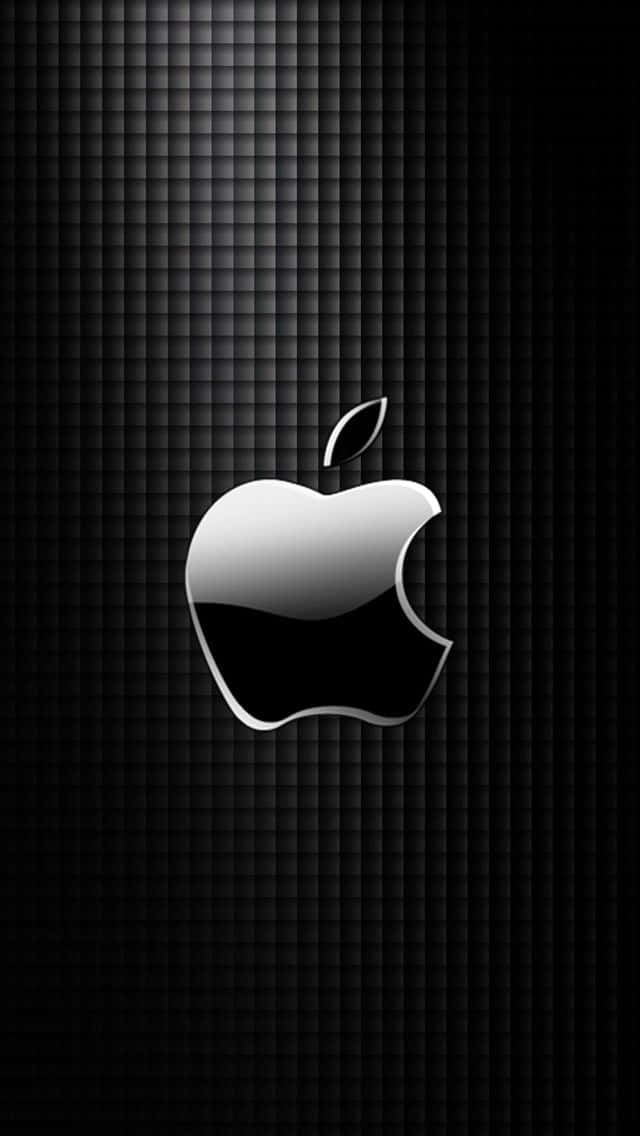 Apple Logo, silver, dark textured grid, SD Phone Wallpaper
