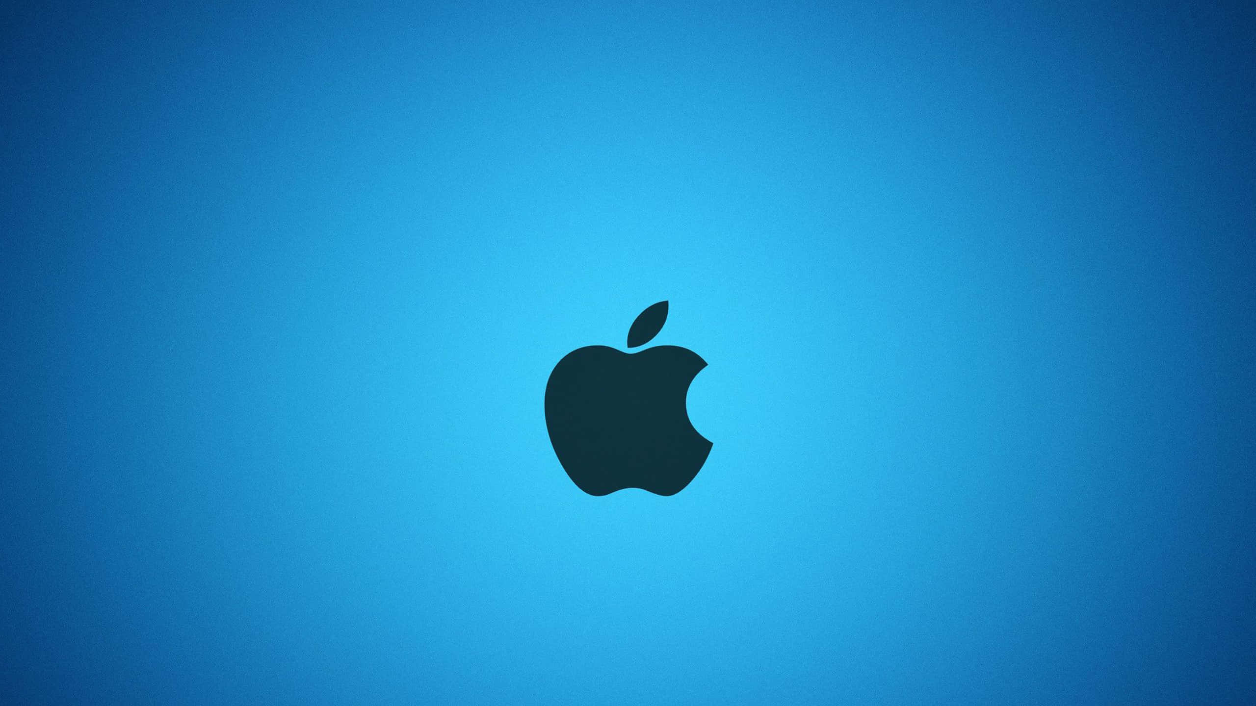 Apple Logo, black, gradient blue, 2K Desktop Wallpaper