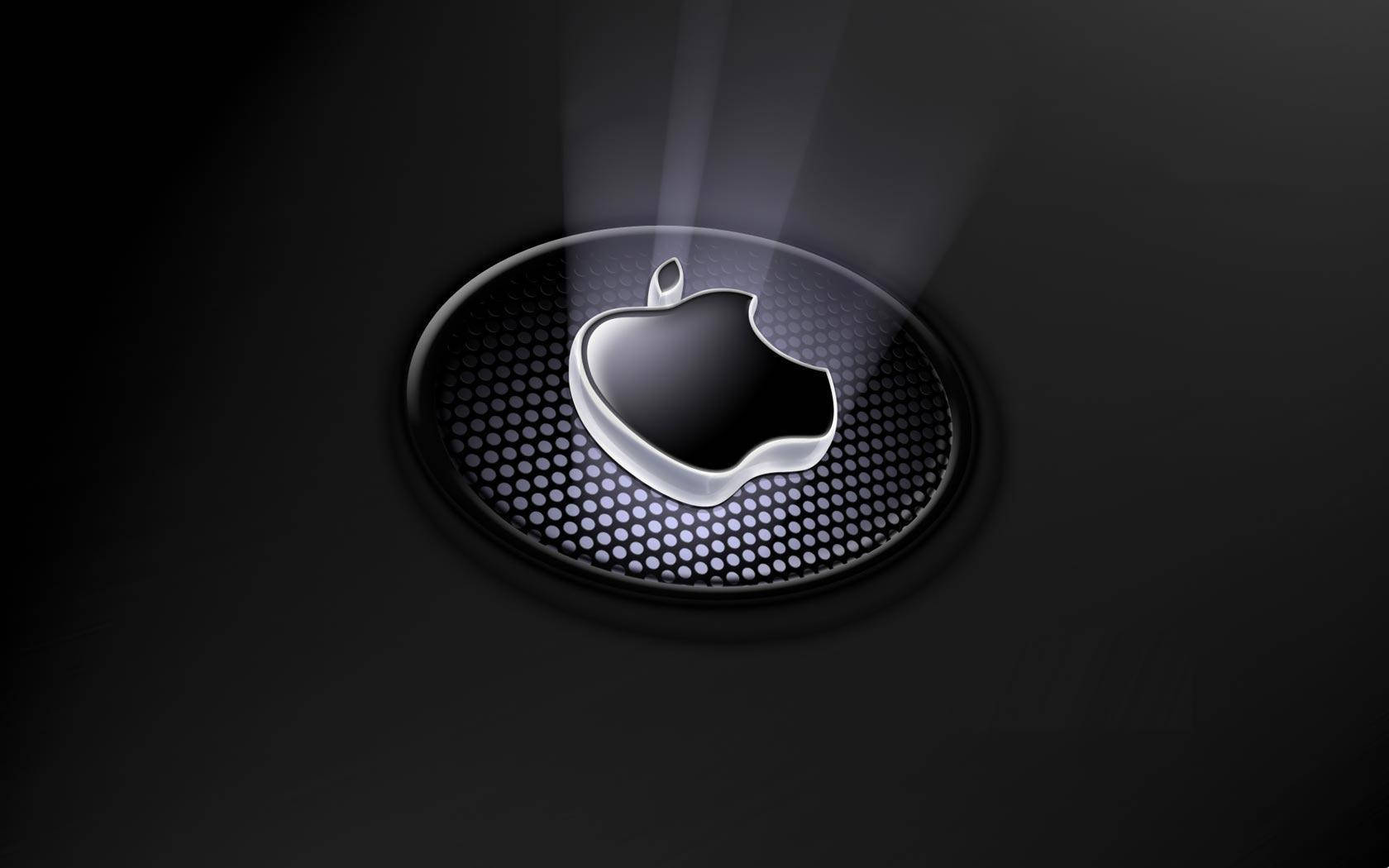 Apple Logo, silver, light rays, HD Desktop Wallpaper