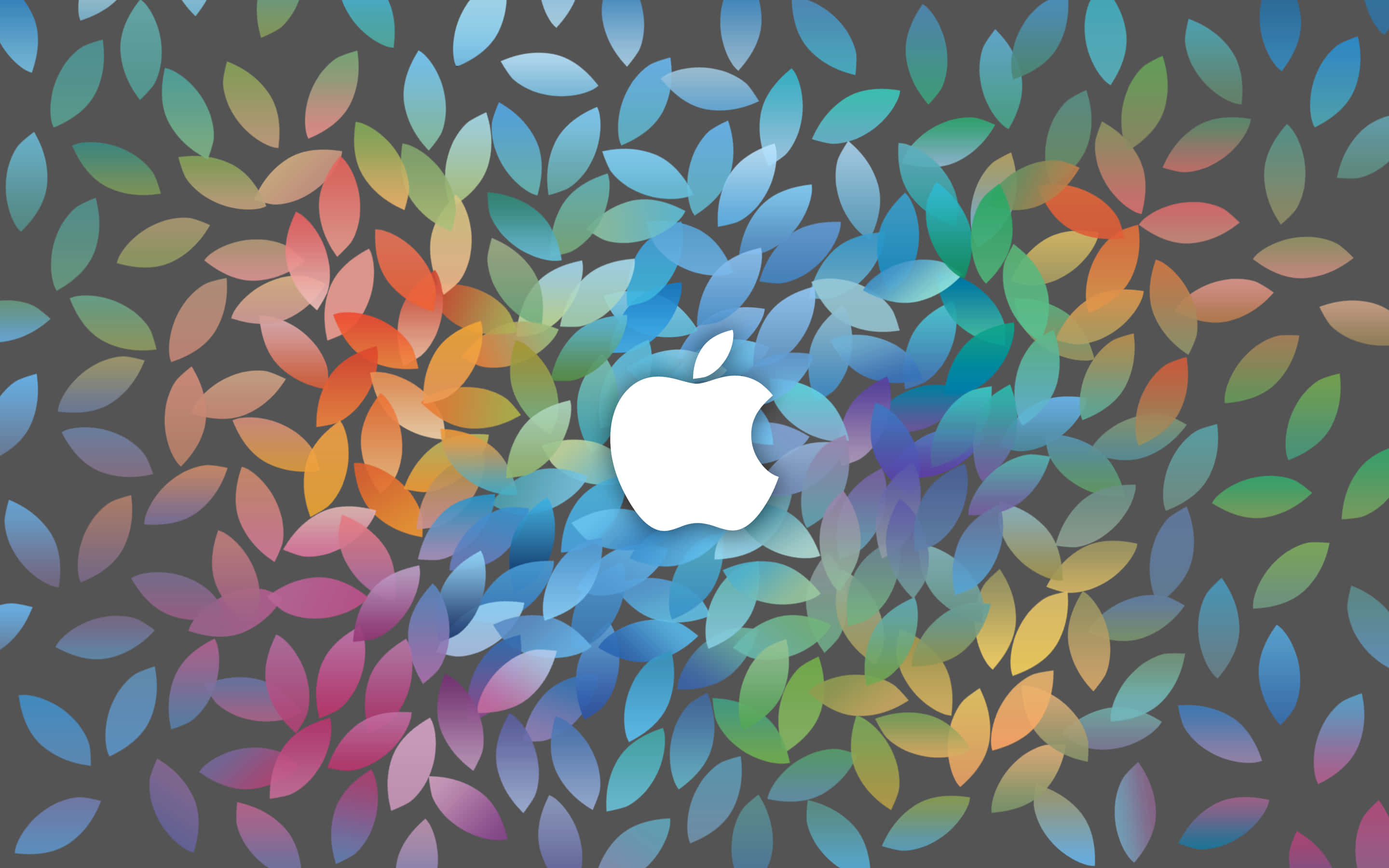 Apple logo, white Apple logo, dark gray background, 2K Desktop Wallpaper