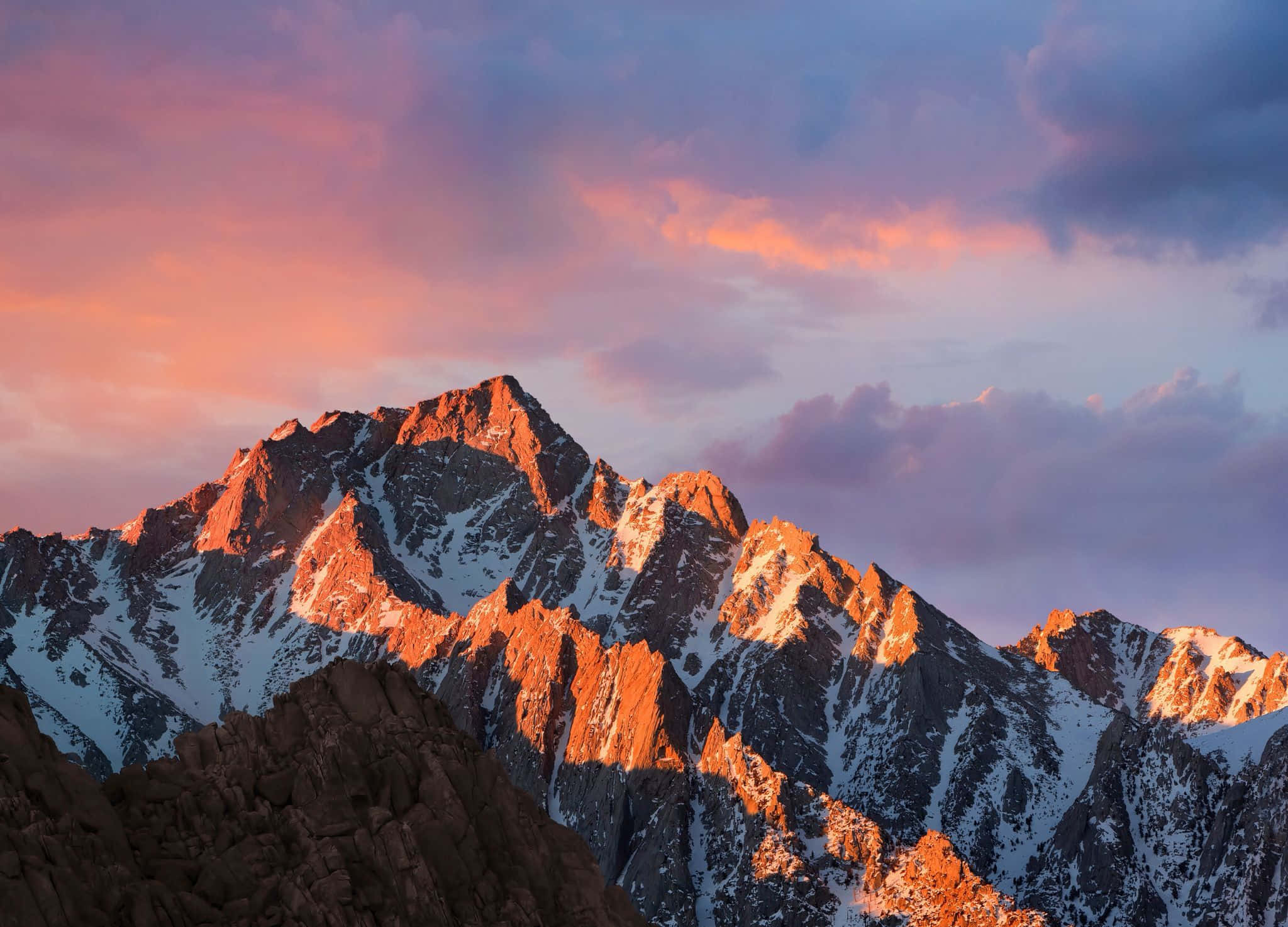 Apple Mac Desktop, sunset, mountain range, Full HD Desktop Wallpaper