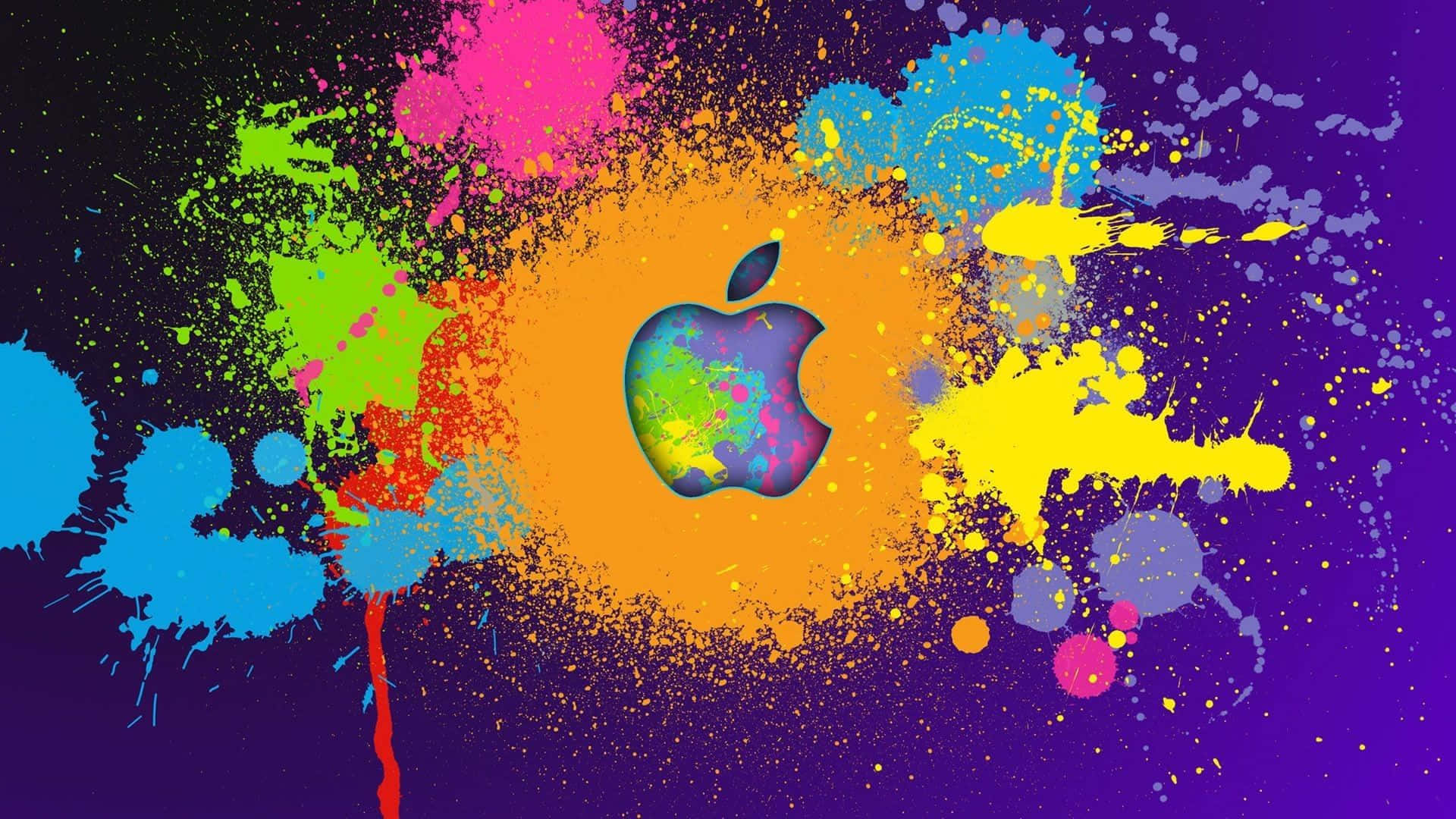 Apple Mac Desktop, Apple logo, vibrant paint splatters, Full HD Desktop Wallpaper