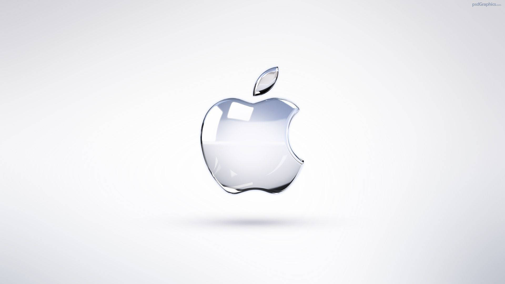 Apple HD Desktop, glass-like Apple logo, minimalist white background, Full HD Desktop Wallpaper