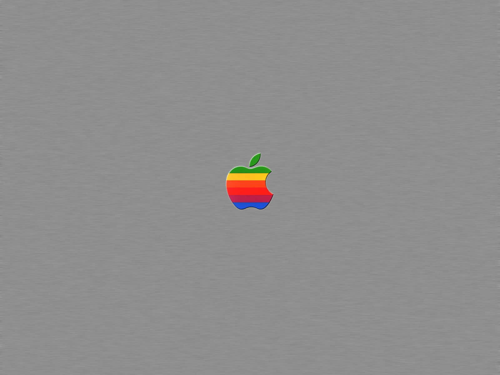 vintage rainbow apple logo, textured gray background, Apple Mac Desktop, HD Desktop Wallpaper