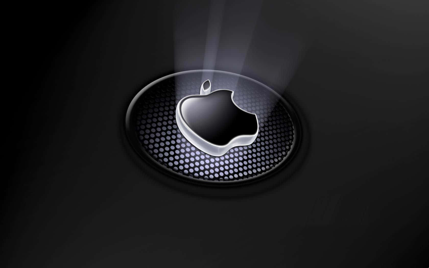 Apple logo, sleek silver, light beams, HD Desktop Wallpaper