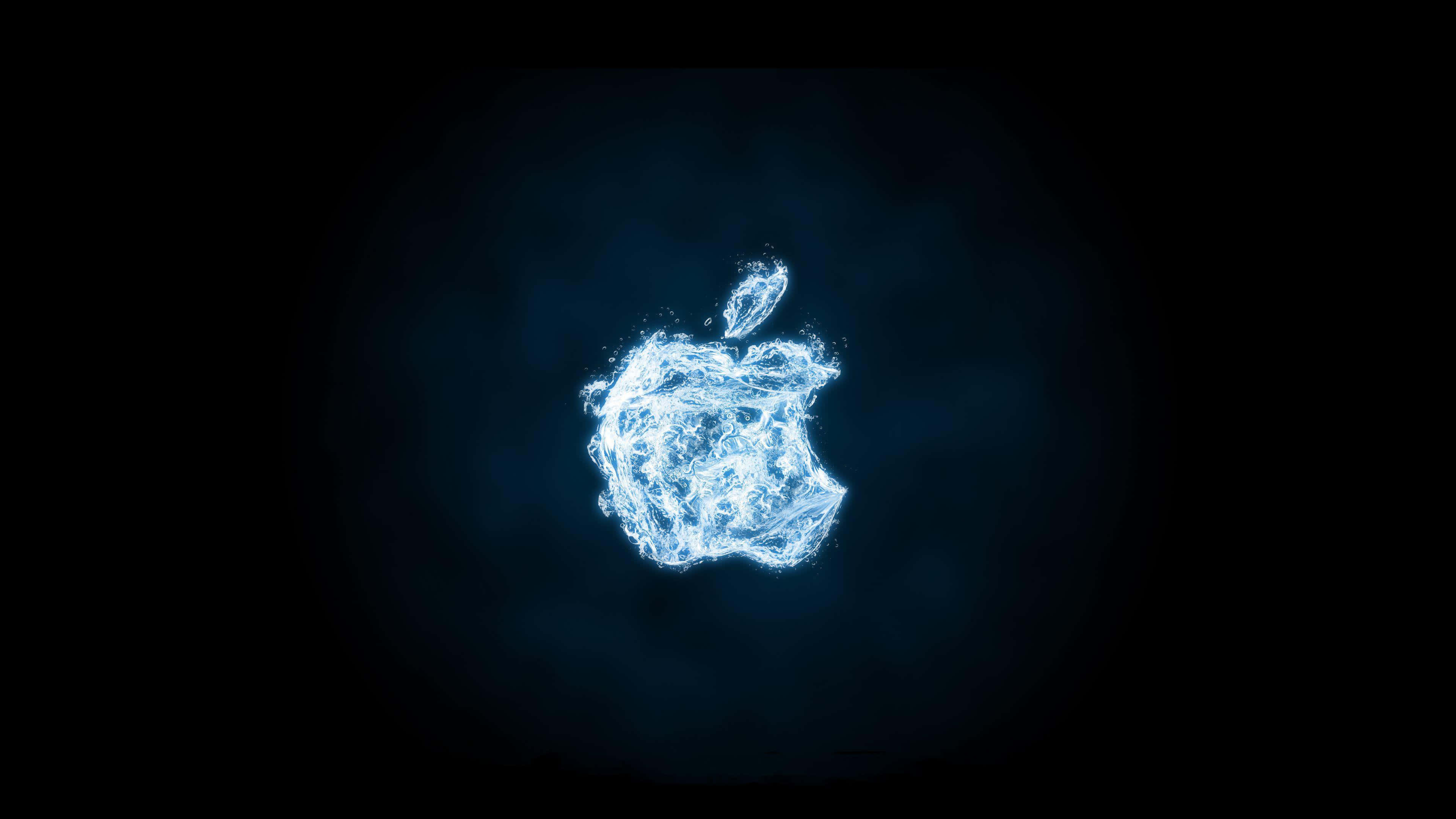 4k apple, green apple, glowing blue particle Apple logo, 4K Desktop Wallpaper