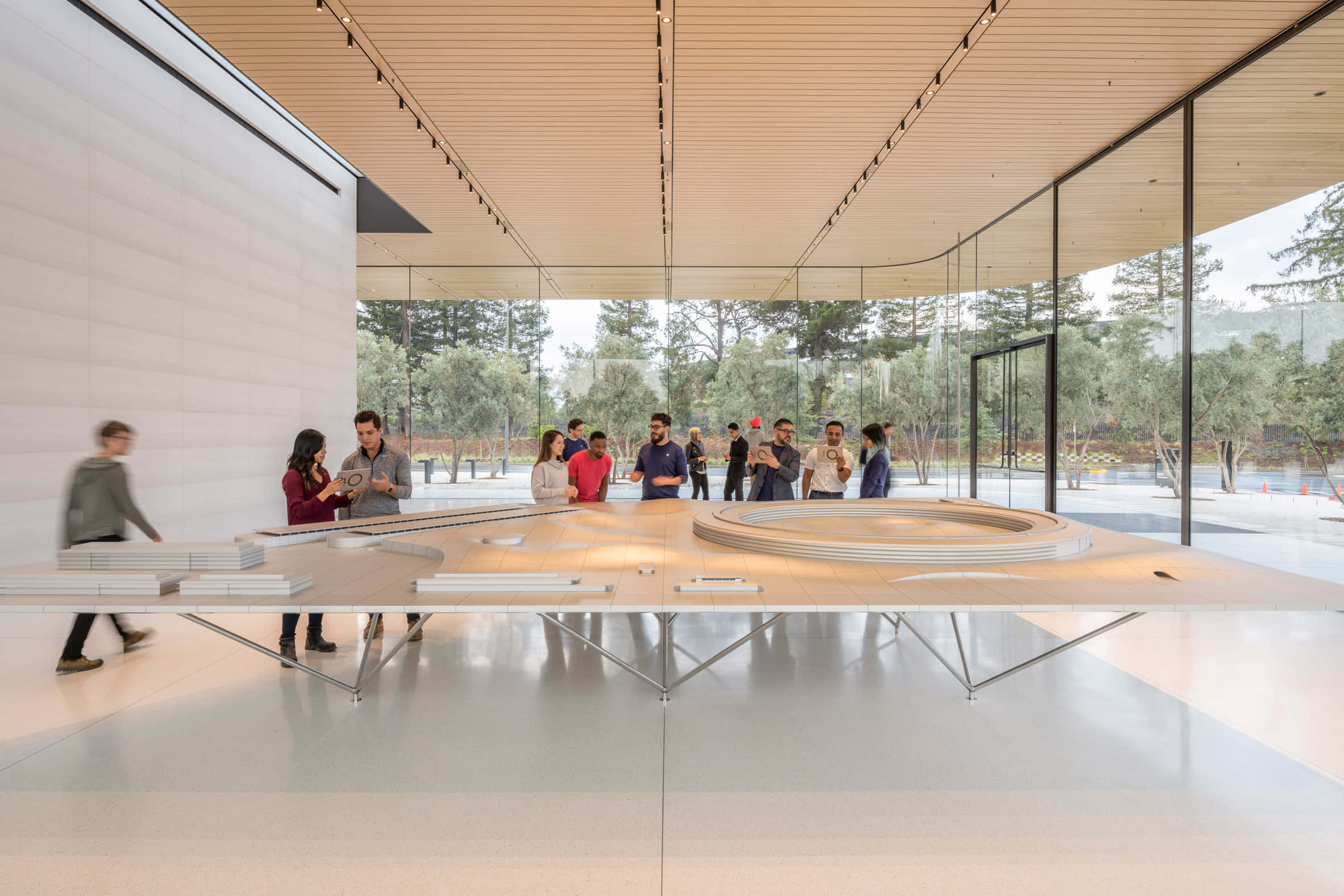 Apple Park, aerial view, glass-walled building, Full HD Desktop Wallpaper